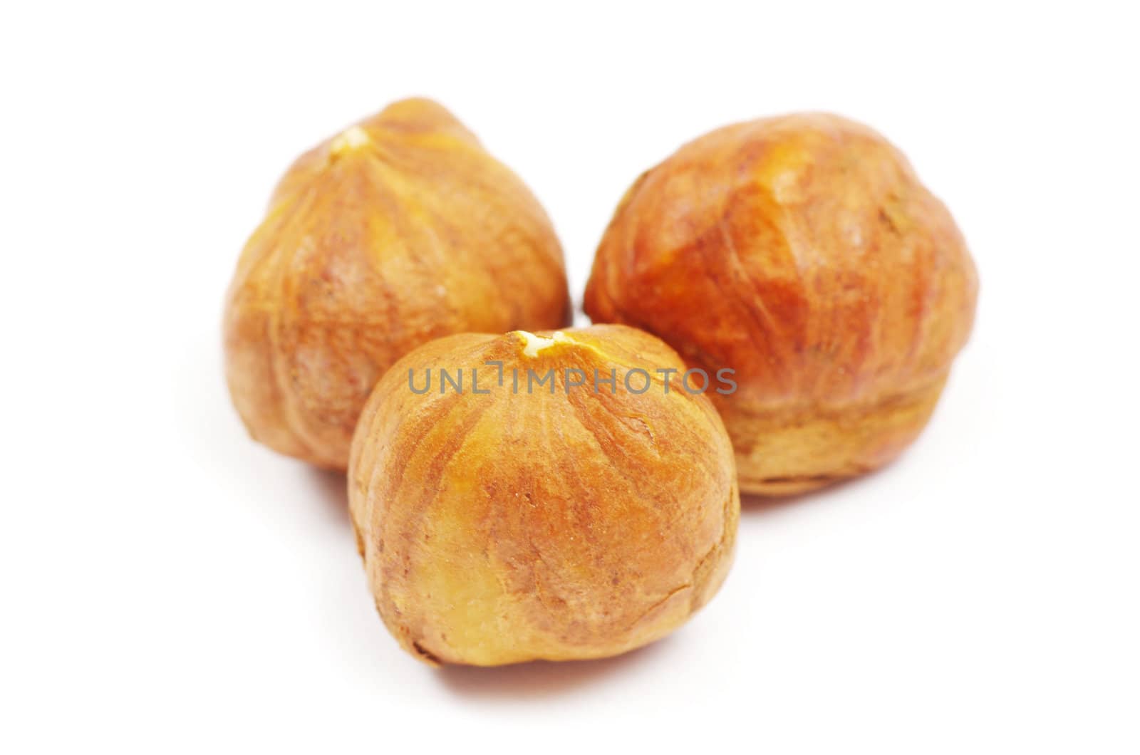 hazelnuts isolated on white background