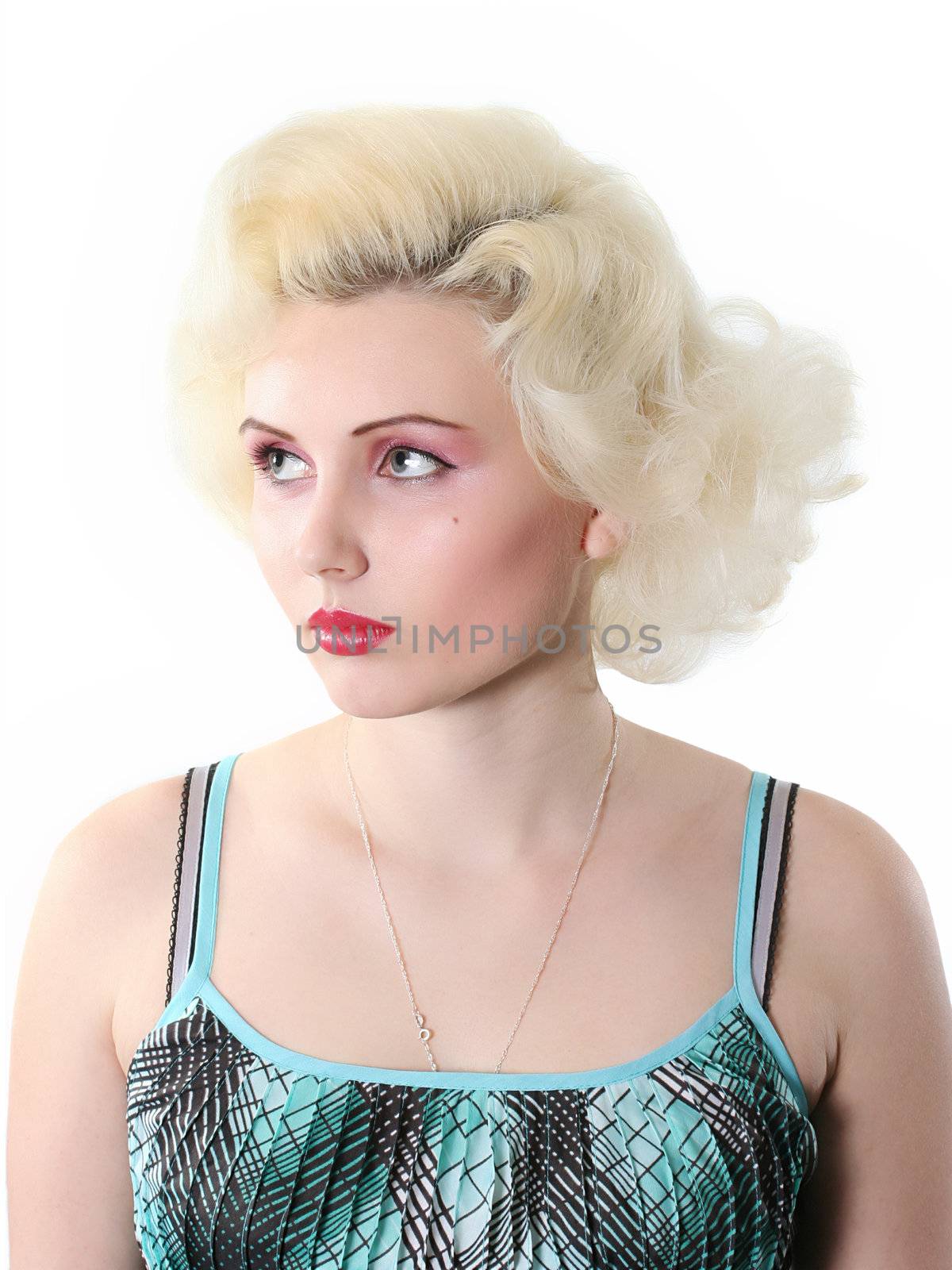 blond face hair make-up females isolated human