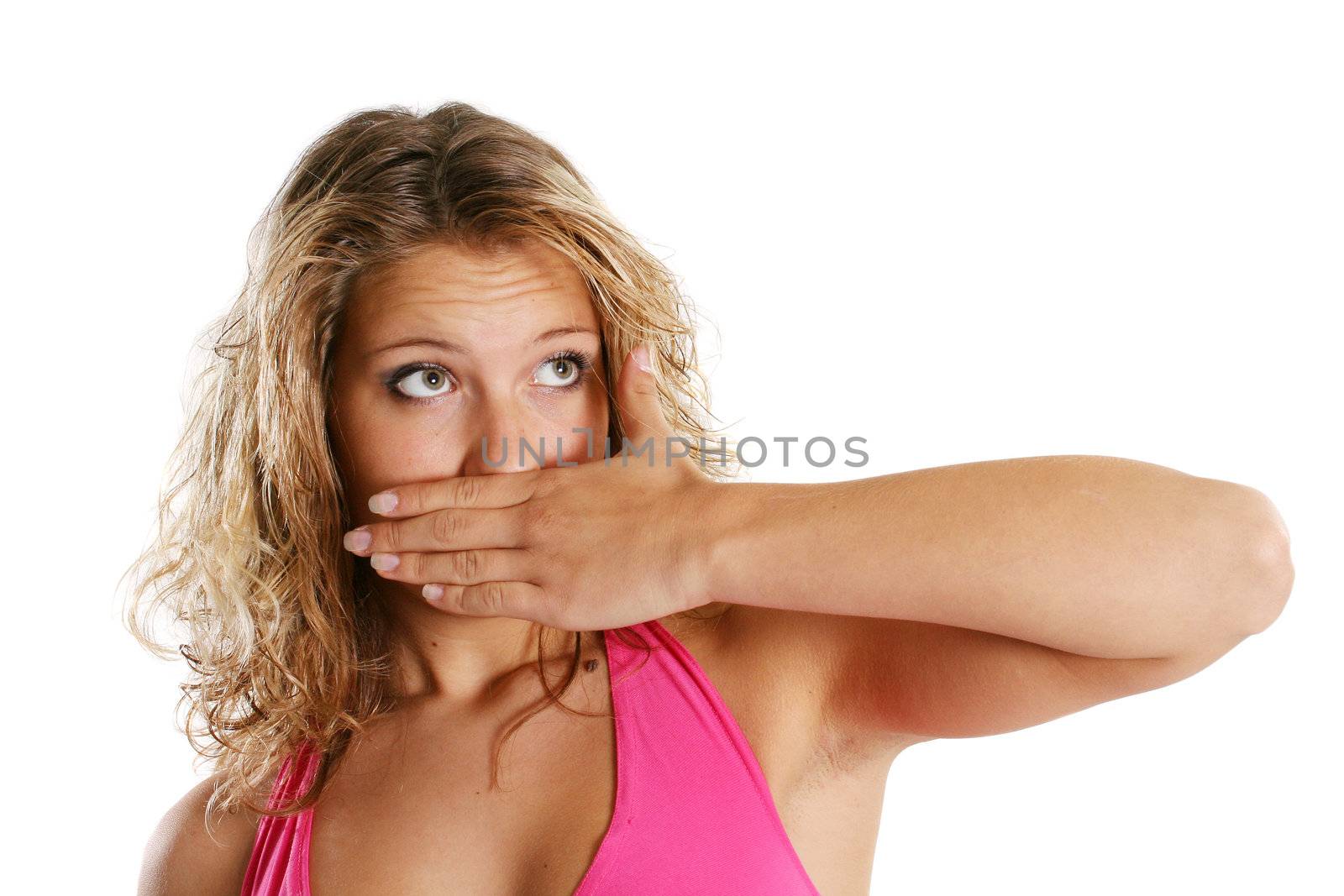 isolated white expression beautiful surprise girl face