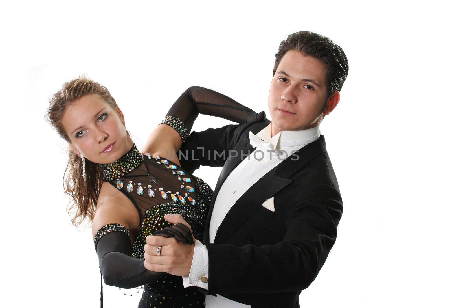 isolated  love young dancing couple ballroom glamour