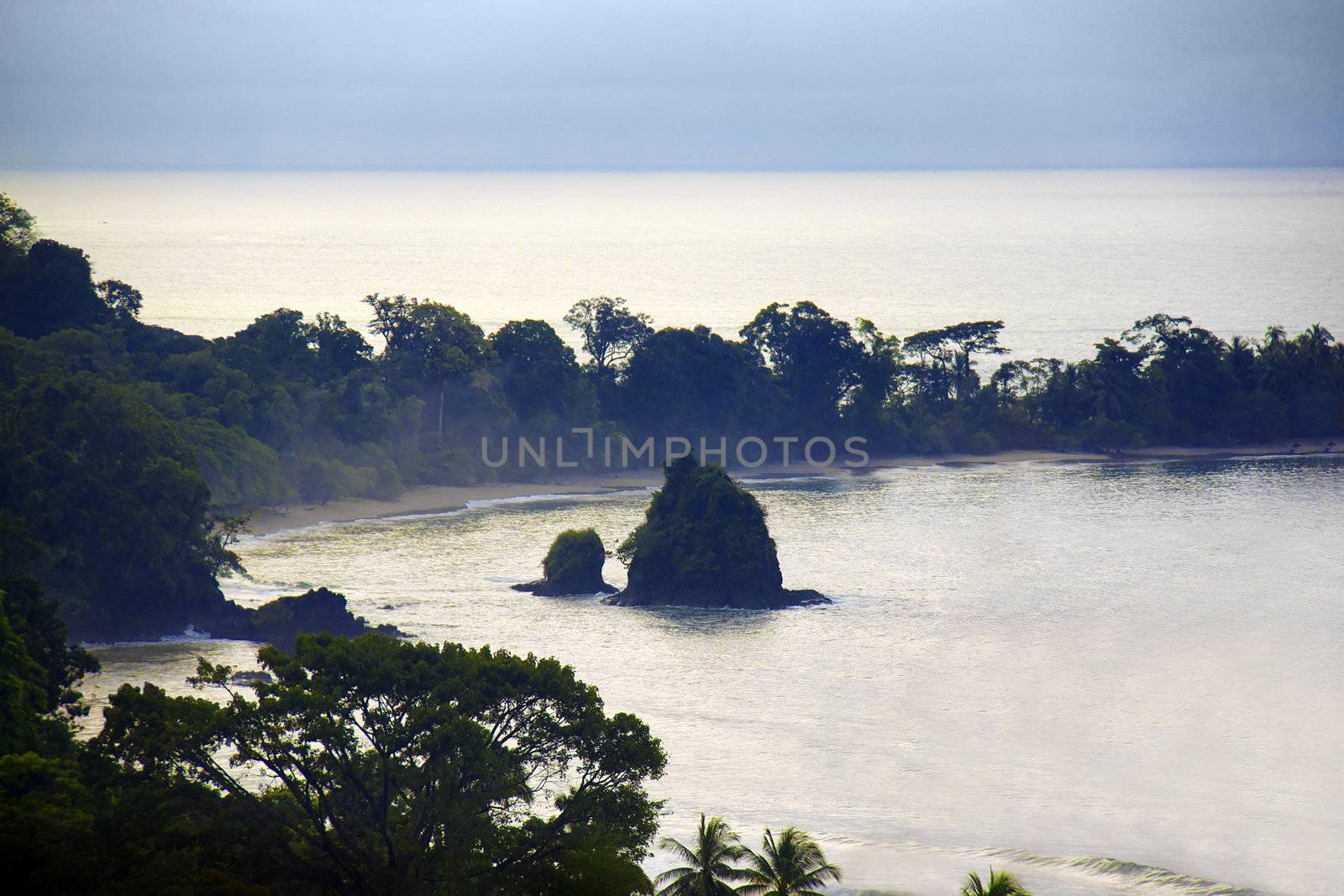 Early morning landscape picture on a misty day, Costa Rica