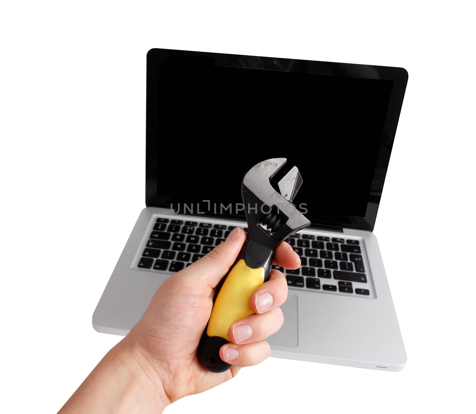 Man fixing computer