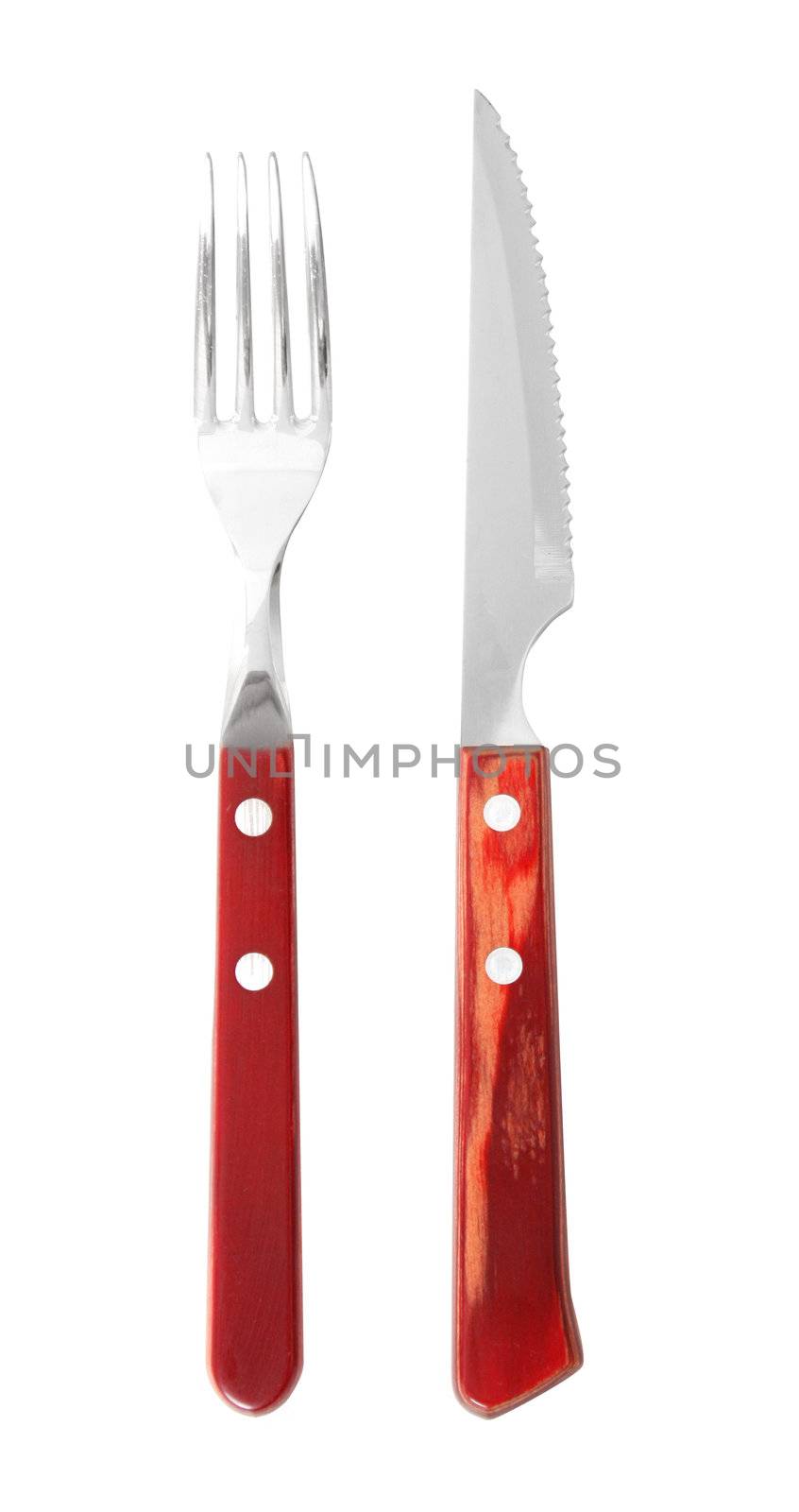 A wooden set of fork and knife