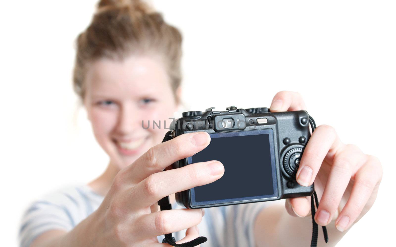 Girl taking photo of herself by leeser