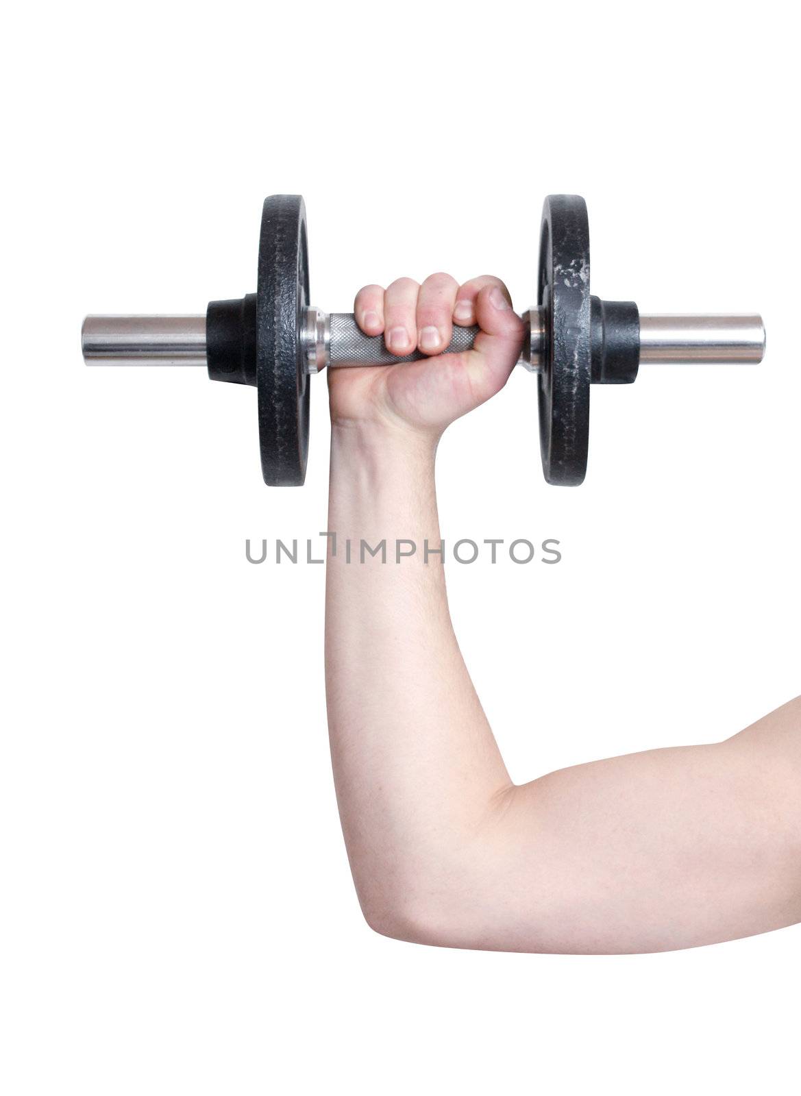 Arm lifting weight by leeser