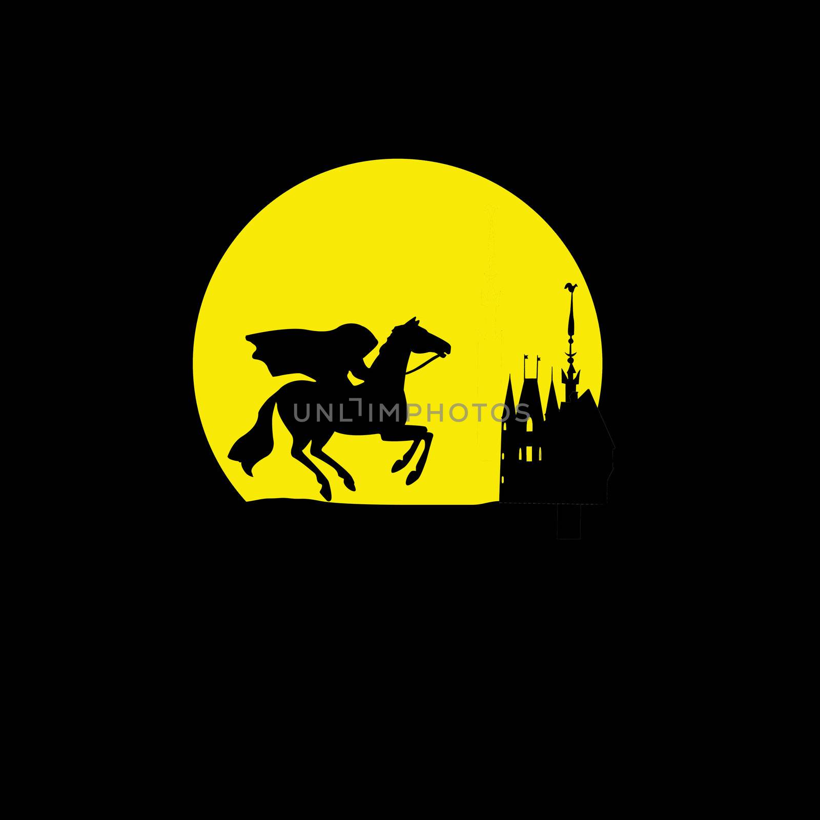vector silhouette of the rider without head on yellow background by basel101658