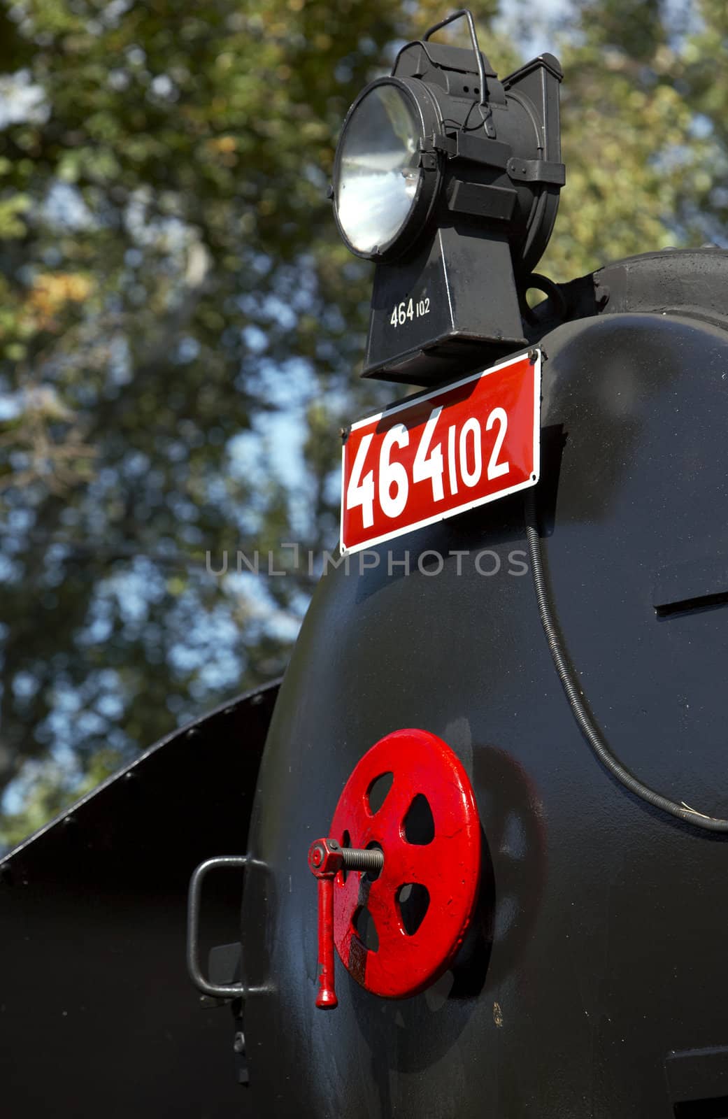 detail of steam locomotive (464.102), Knezeves, Czech Republic