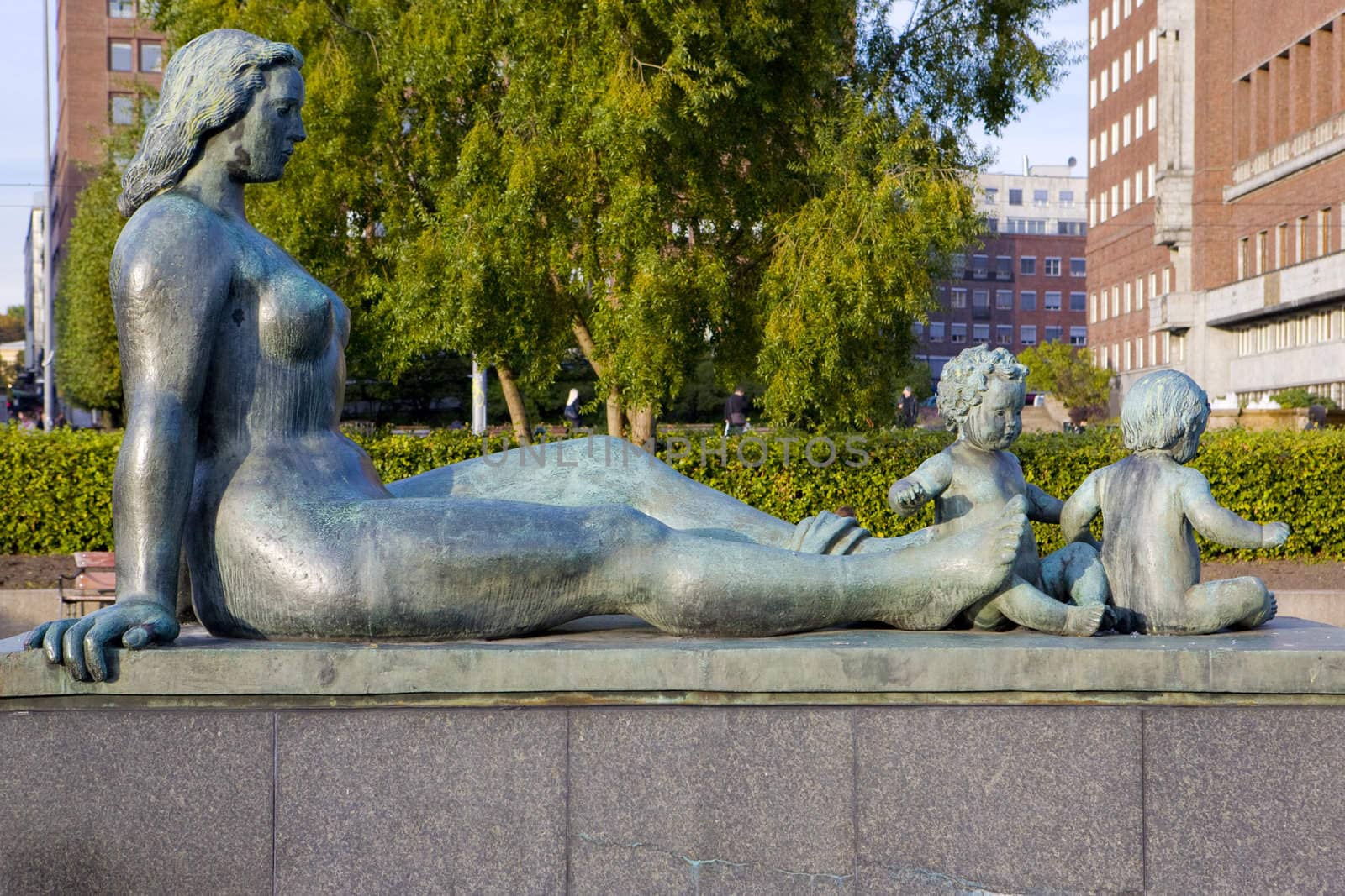 statue in front of City Hall (Radhuset), Oslo, Norway