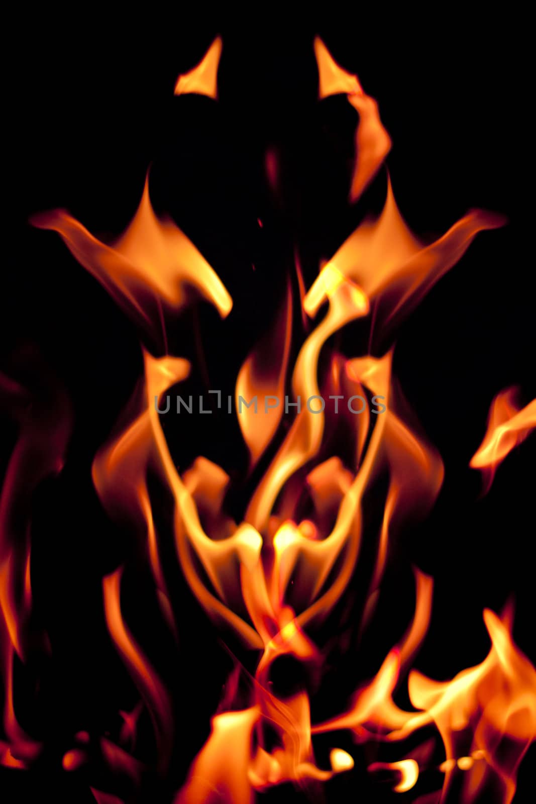 bright particles of fire on a black background