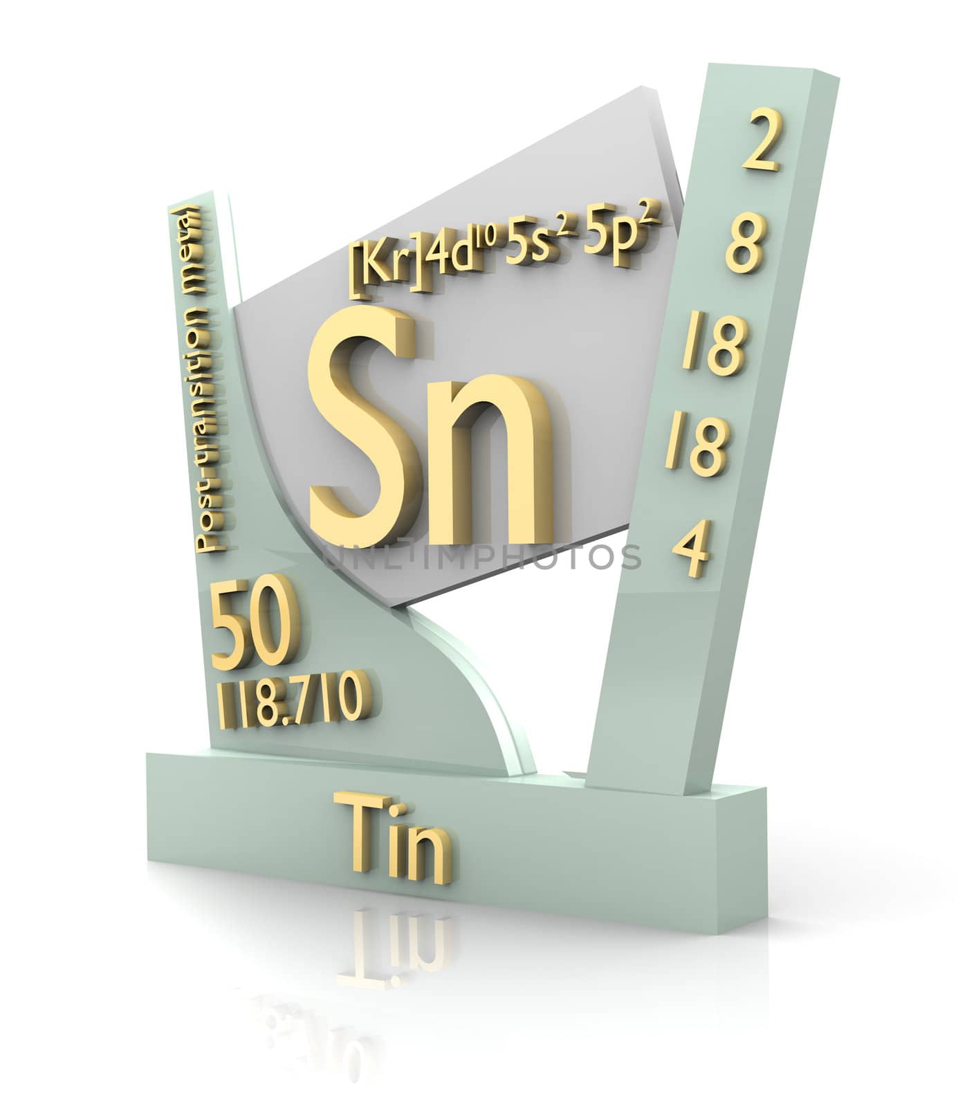 Tin form Periodic Table of Elements - 3d made