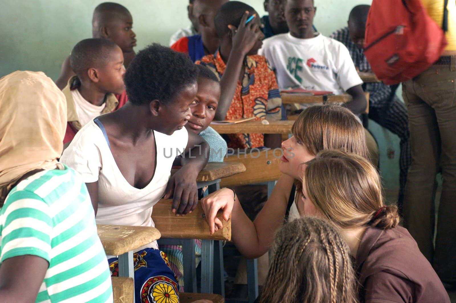 Visit French schoolboys in Burkina Faso Faso in a school of a village. Exchanges are done between the small French and the small Africans for better understanding the differences in life between them.