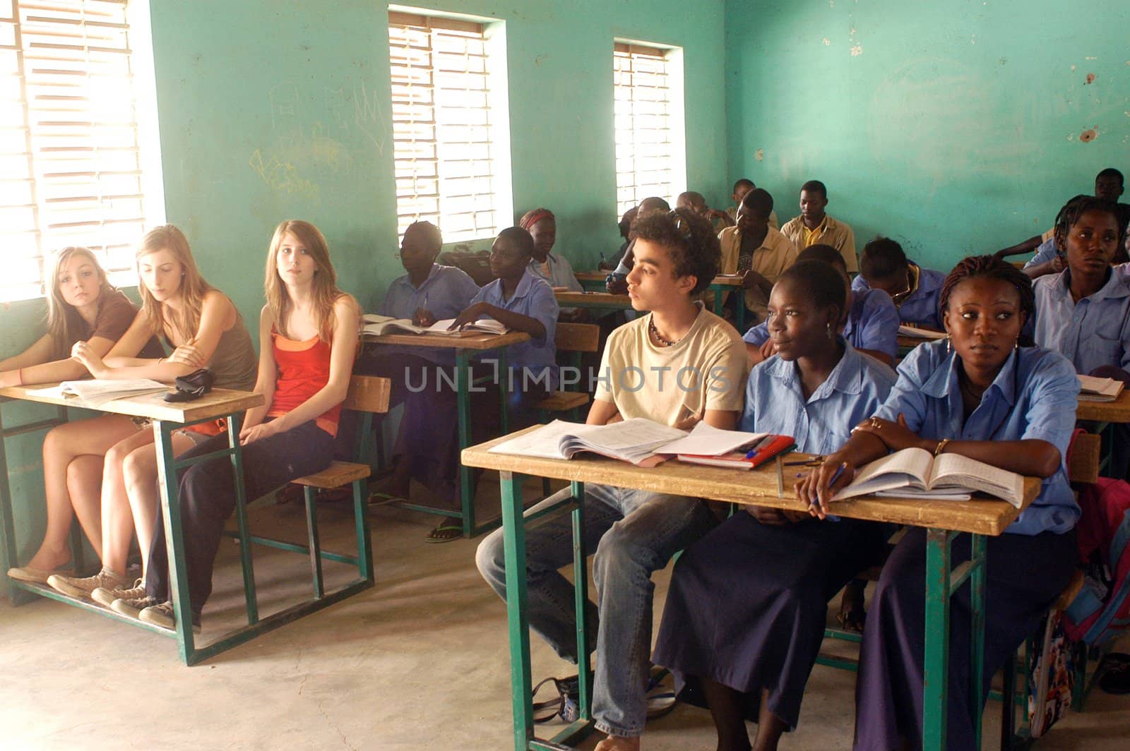 Visit French schoolboys in Burkina Faso Faso in a school of a village. Exchanges are done between the small French and the small Africans for better understanding the differences in life between them.