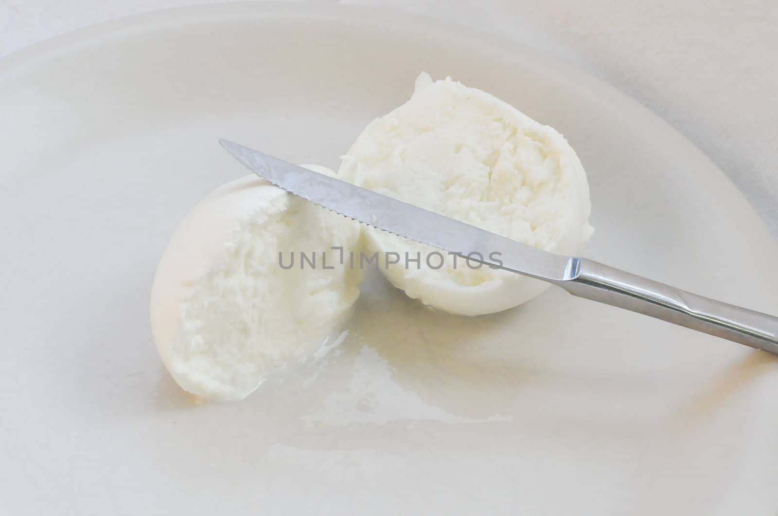 Traditional Italian mozzarella di bufala (buffalo mozzarella) cheese made from buffalo milk