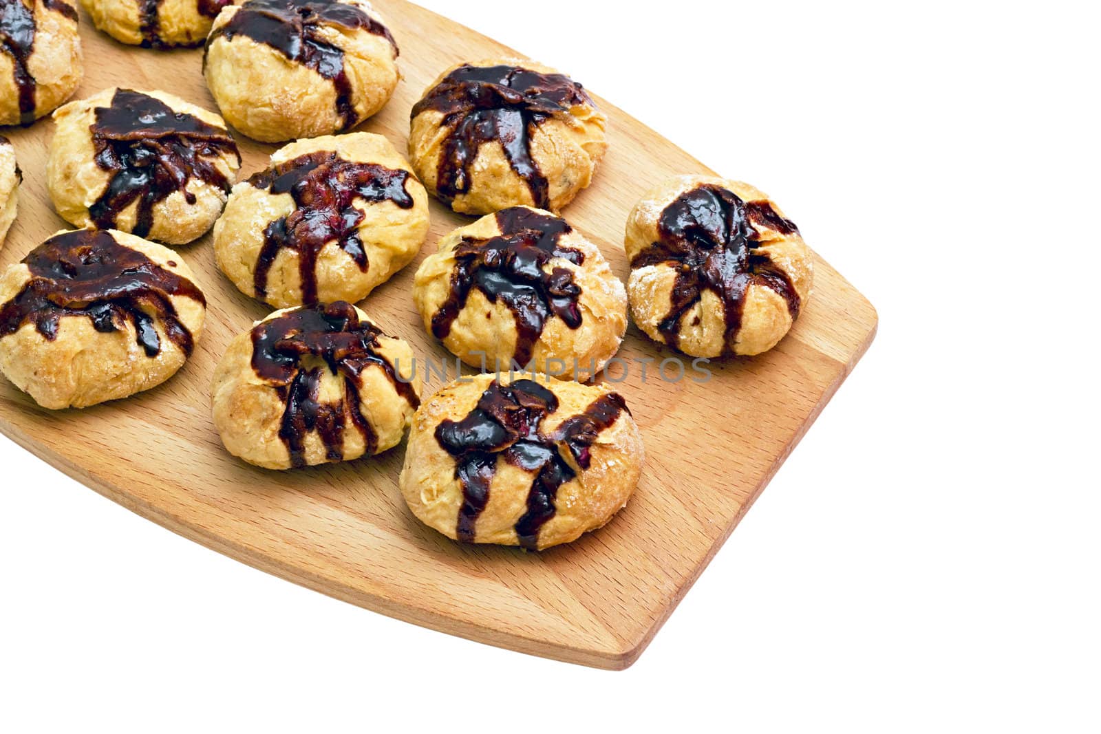 cookies with nuts watered chocolate isolated on white background