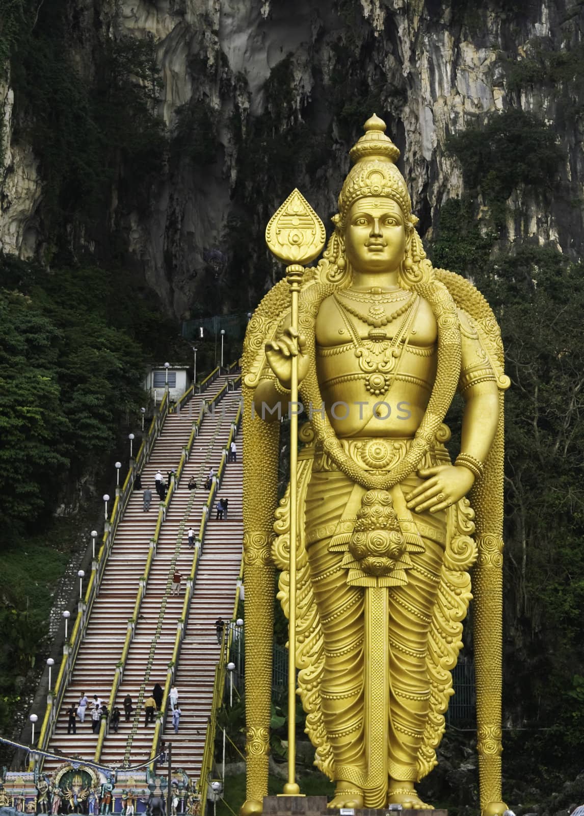 Golden statue in front of Batu caves in Kuala Lumpur, Malaysia