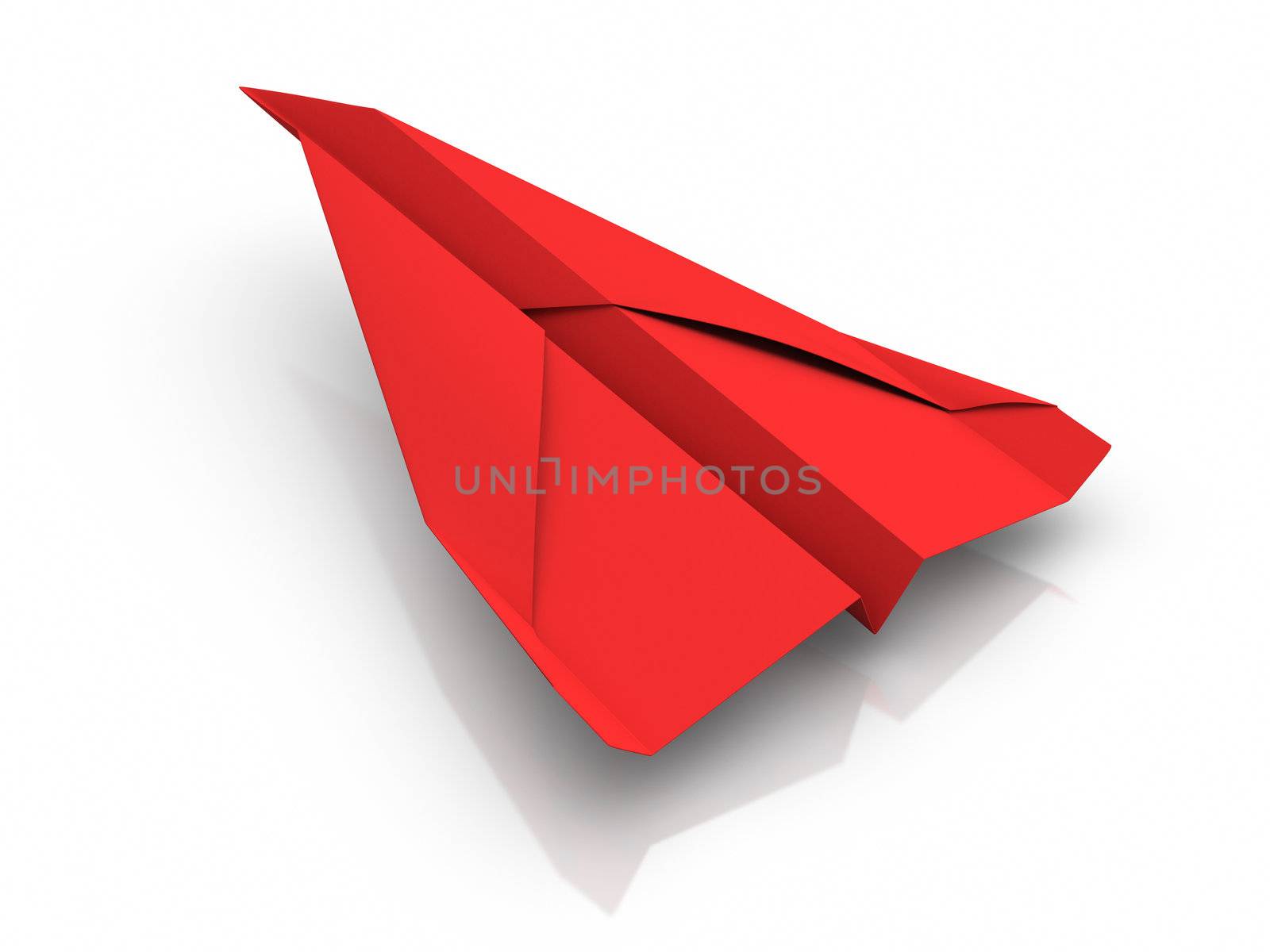 3D rendered image : Red Paper Airplane