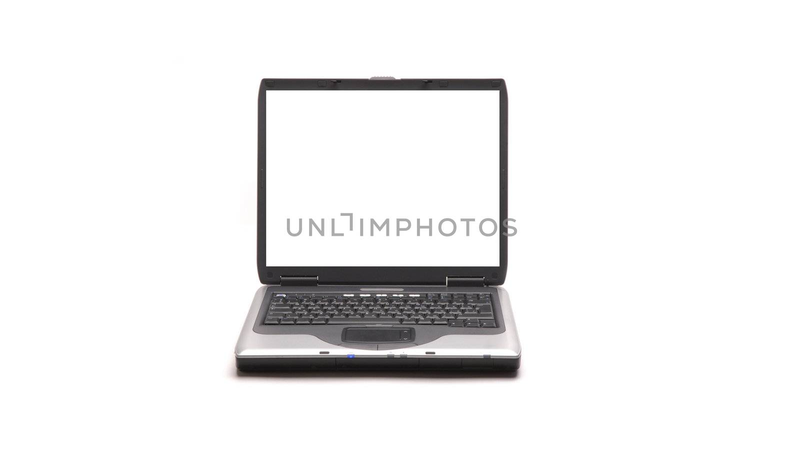 Laptop on white background whith epty screen