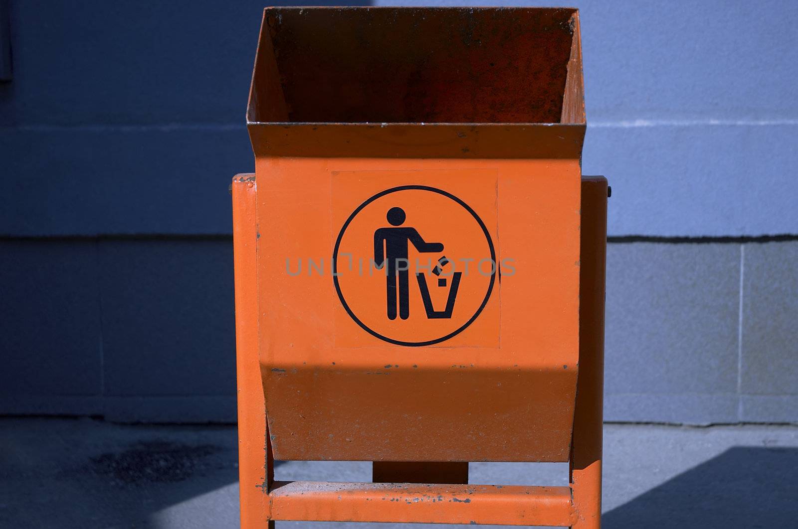 orange trash can