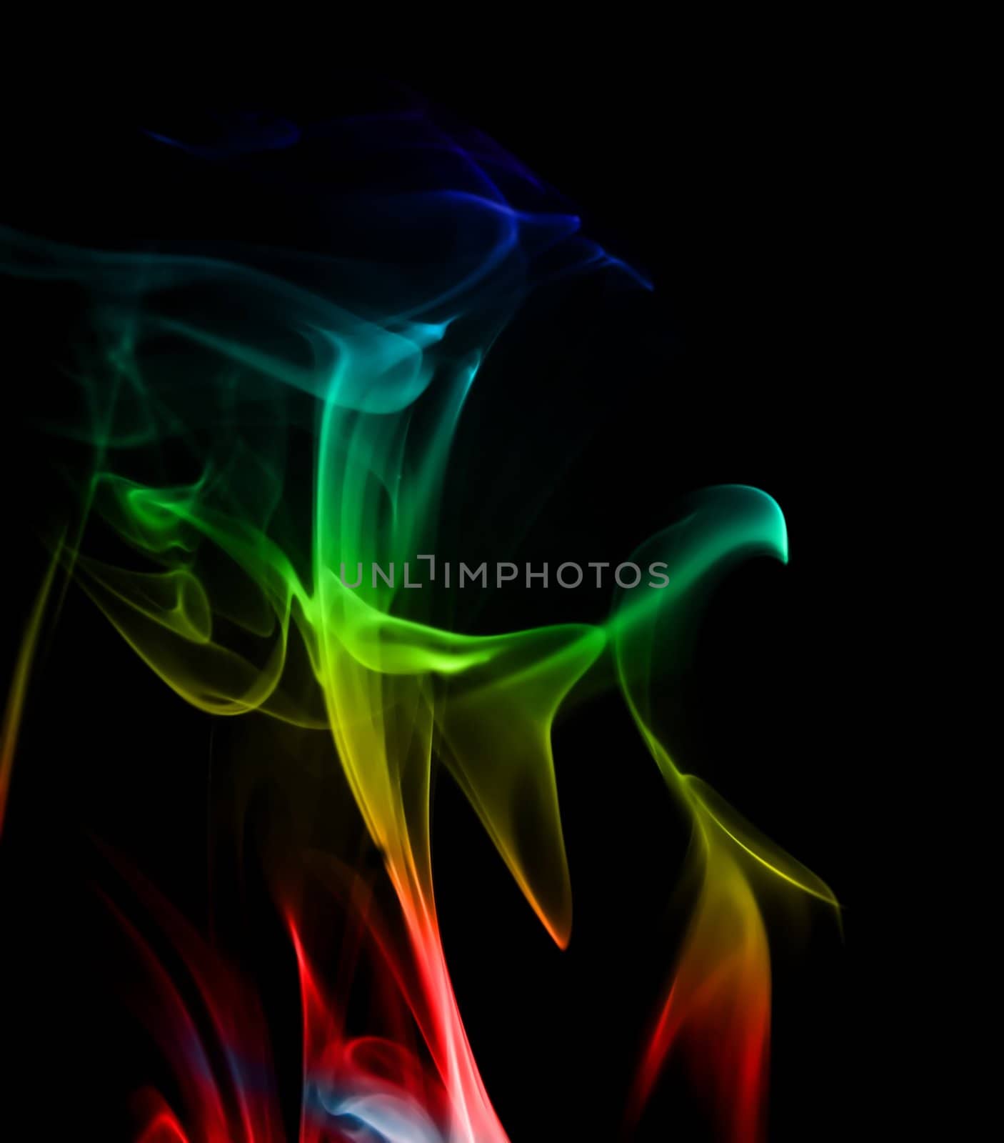 Multicolored smoke on a black background