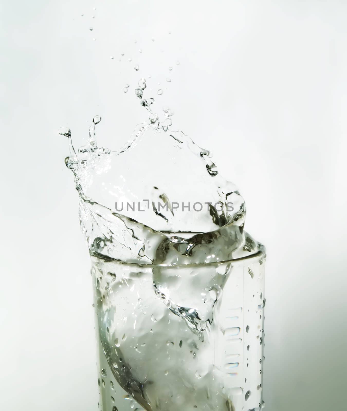 Sparks of water in a glass