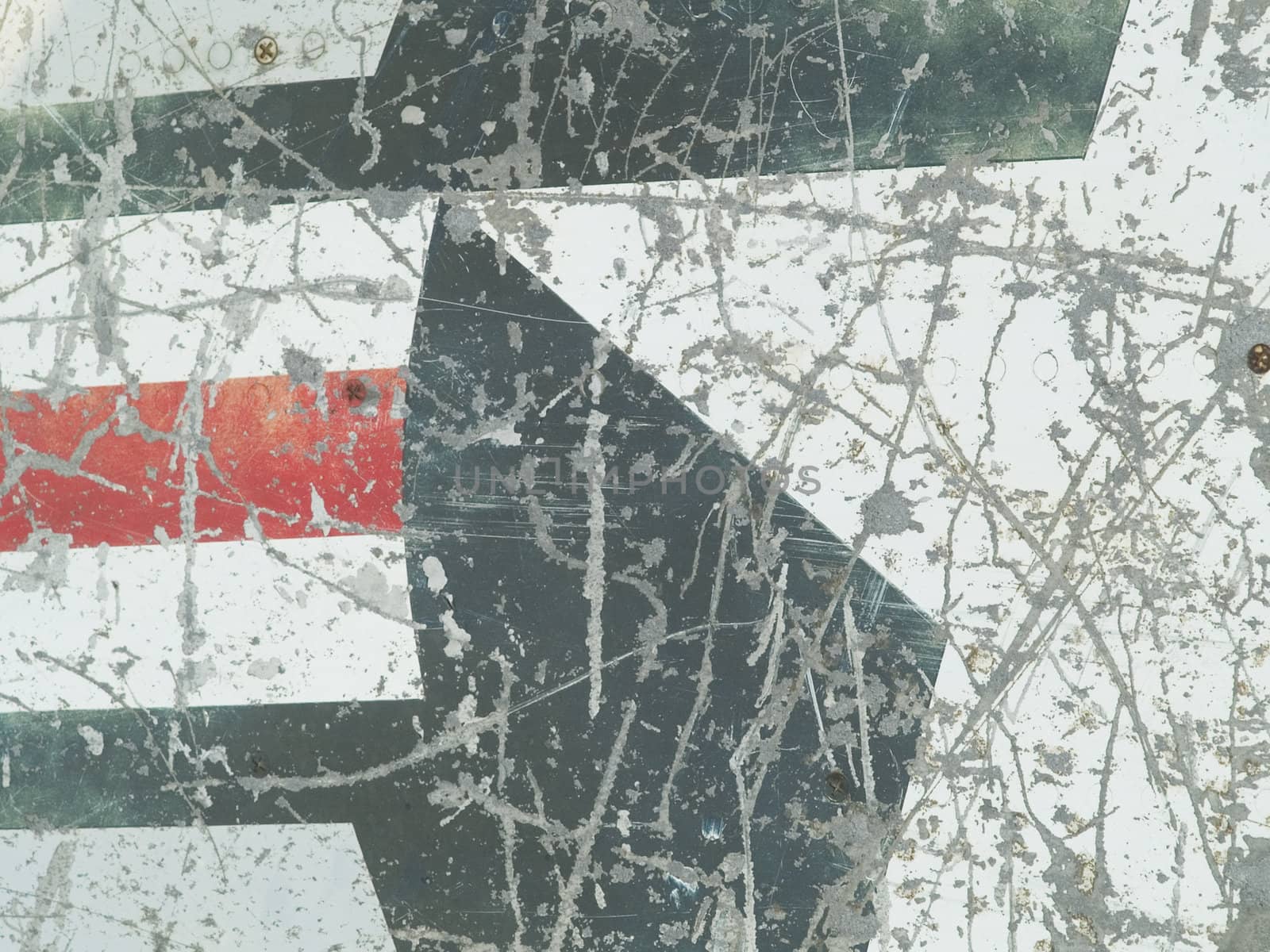 Worn out emblem of the American Air Force on a crashed military airplane