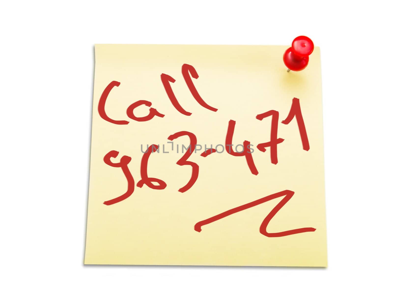 Call reminder on a yellow note paper