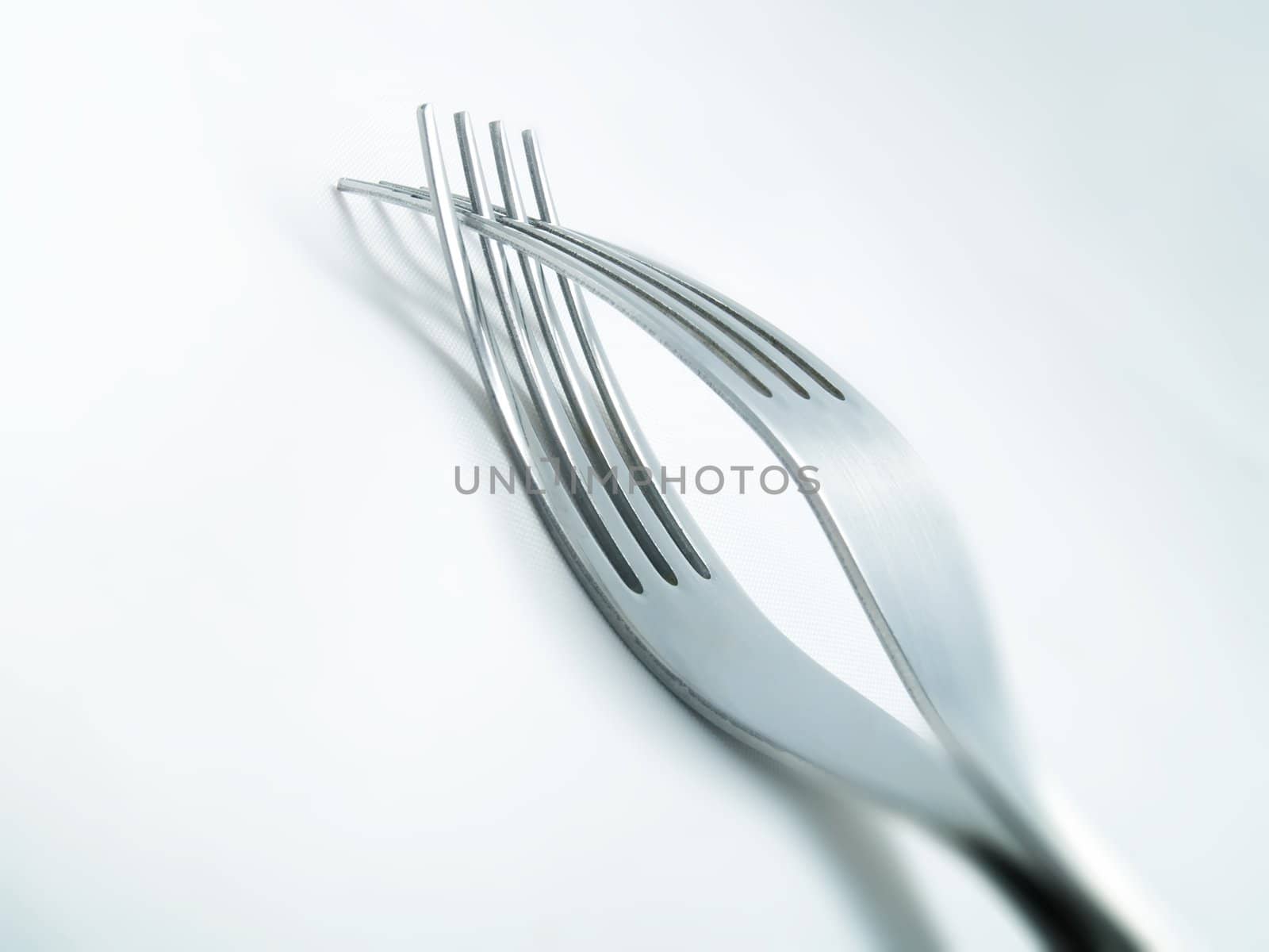 Two forks on a white background