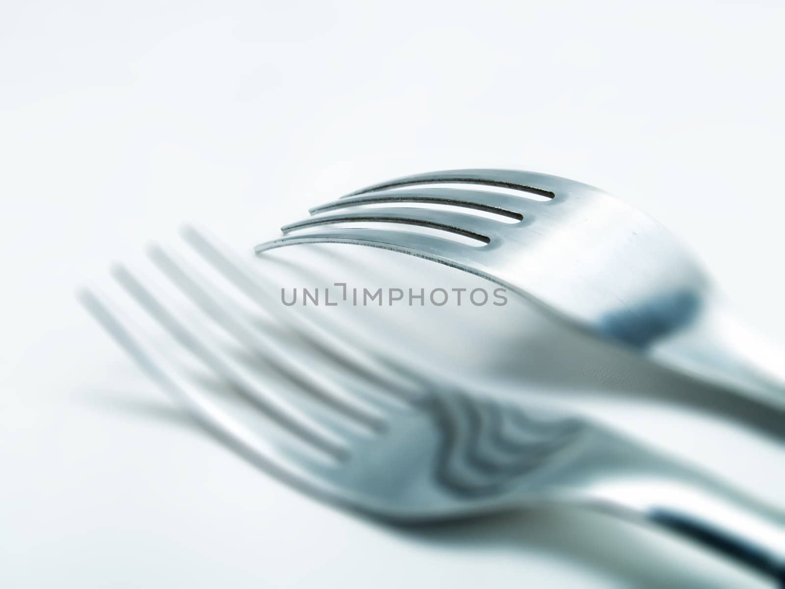 Two forks on a white background