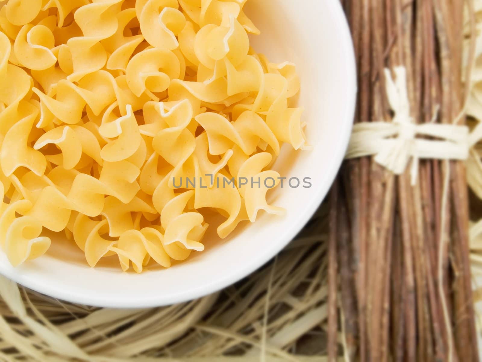 Pasta in a white bowl