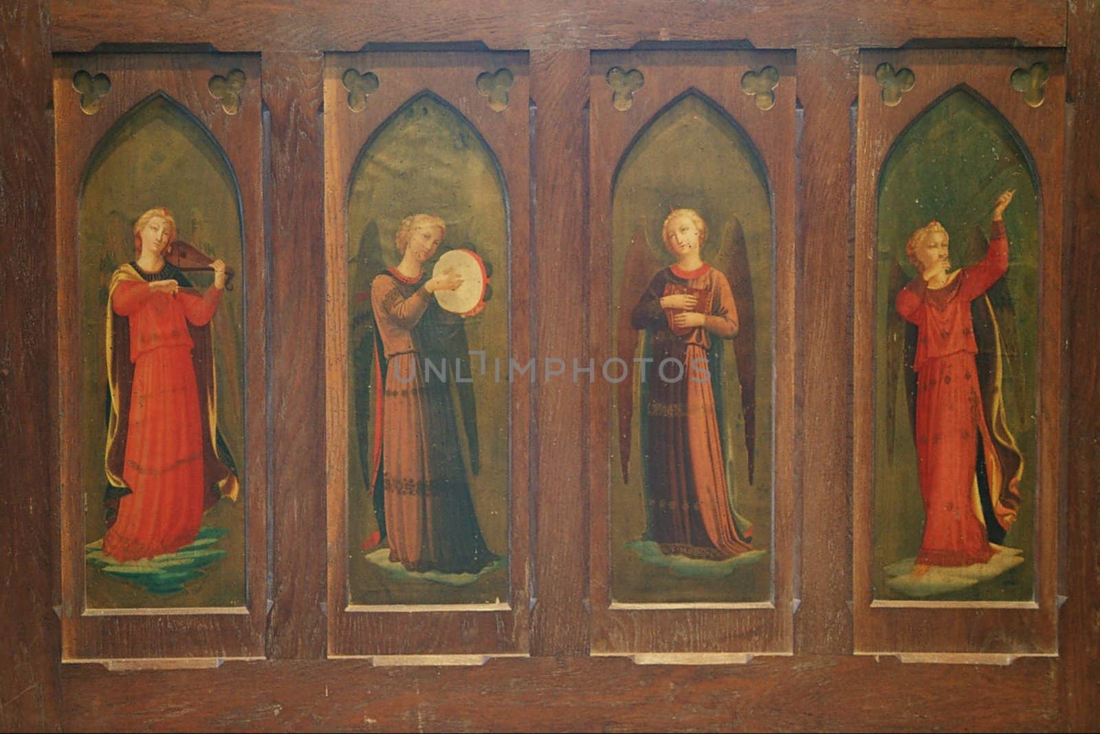 old altar panel, front, in english country church