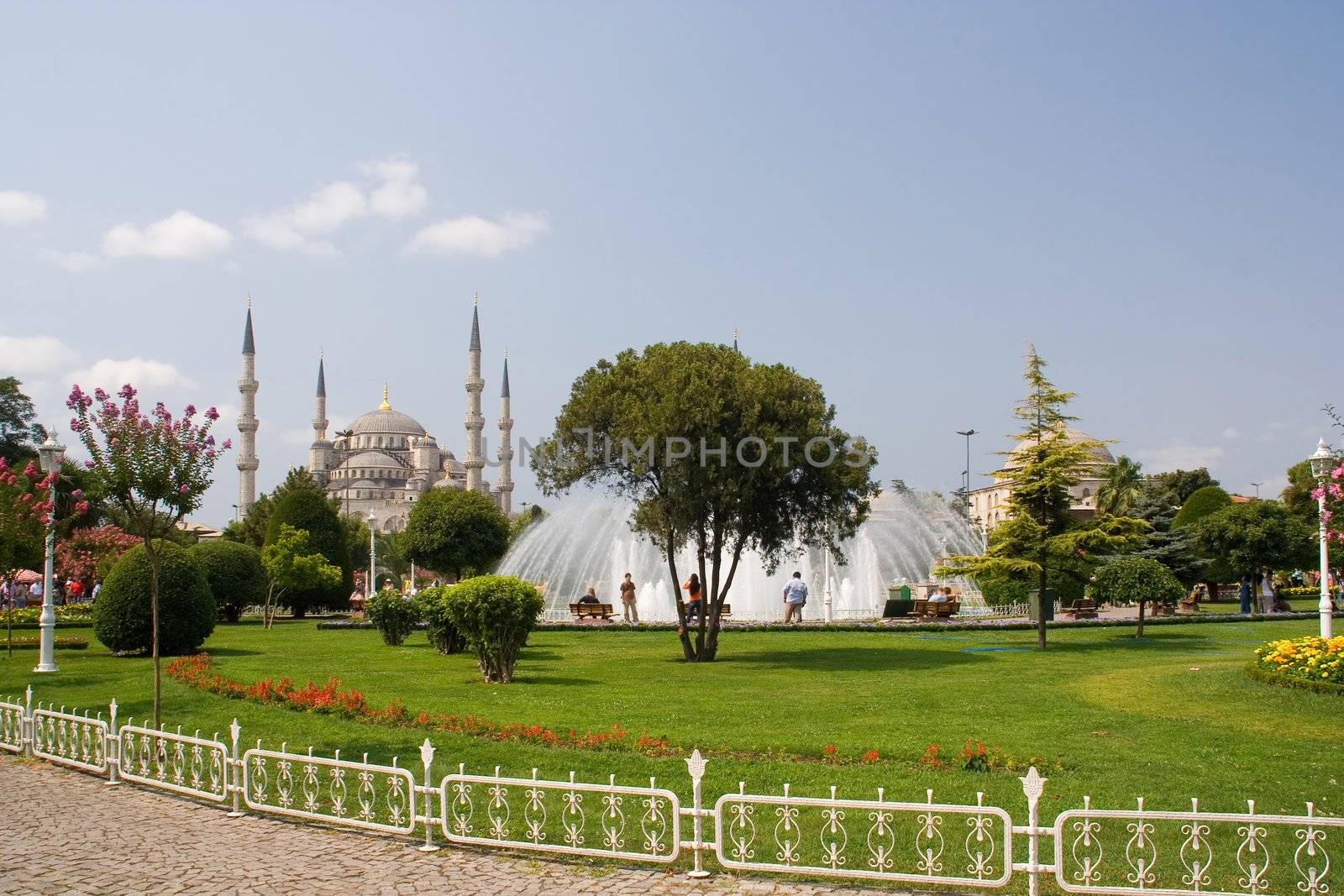 minaret dome islam mosque blue sky gardens