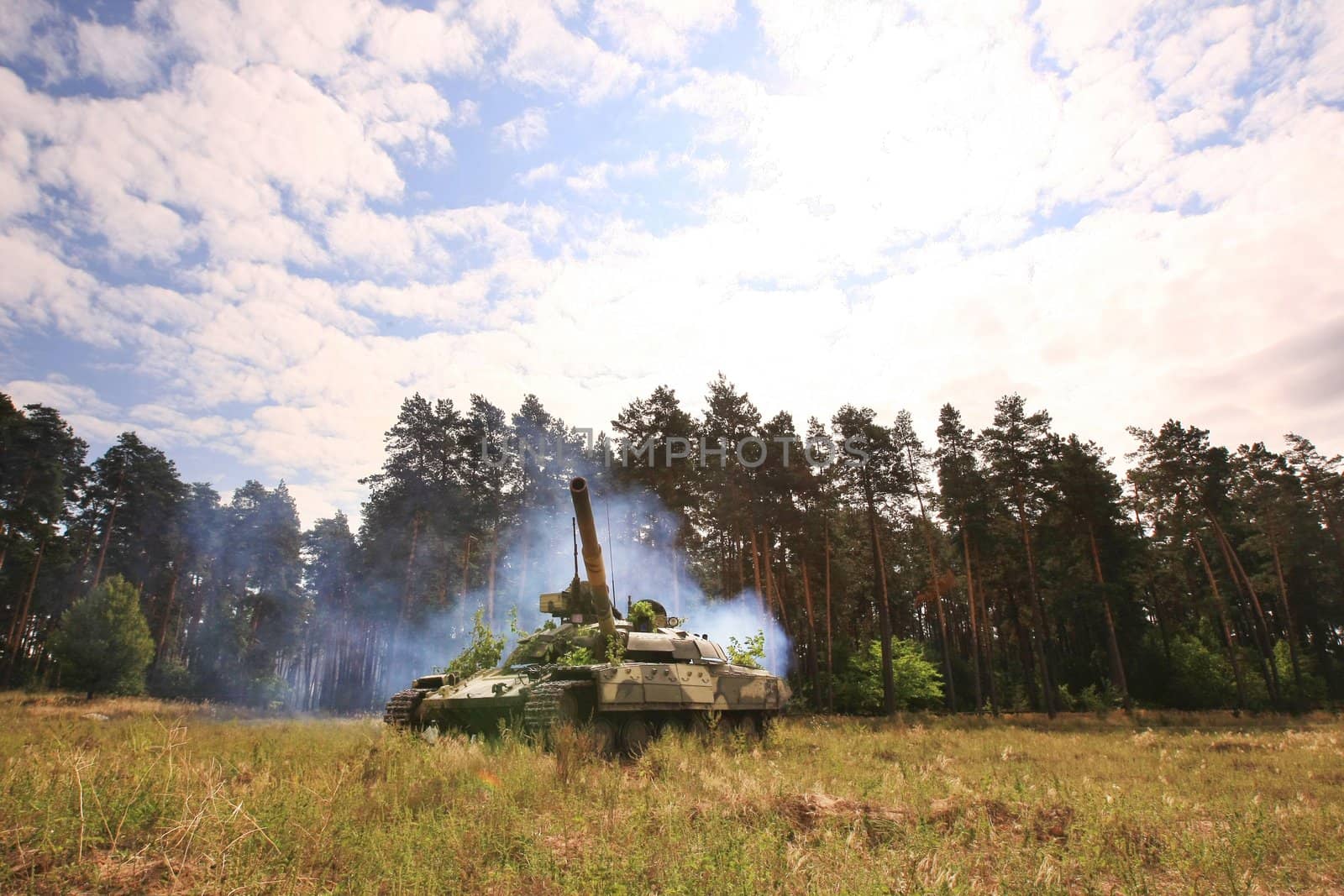  tank rides on the field