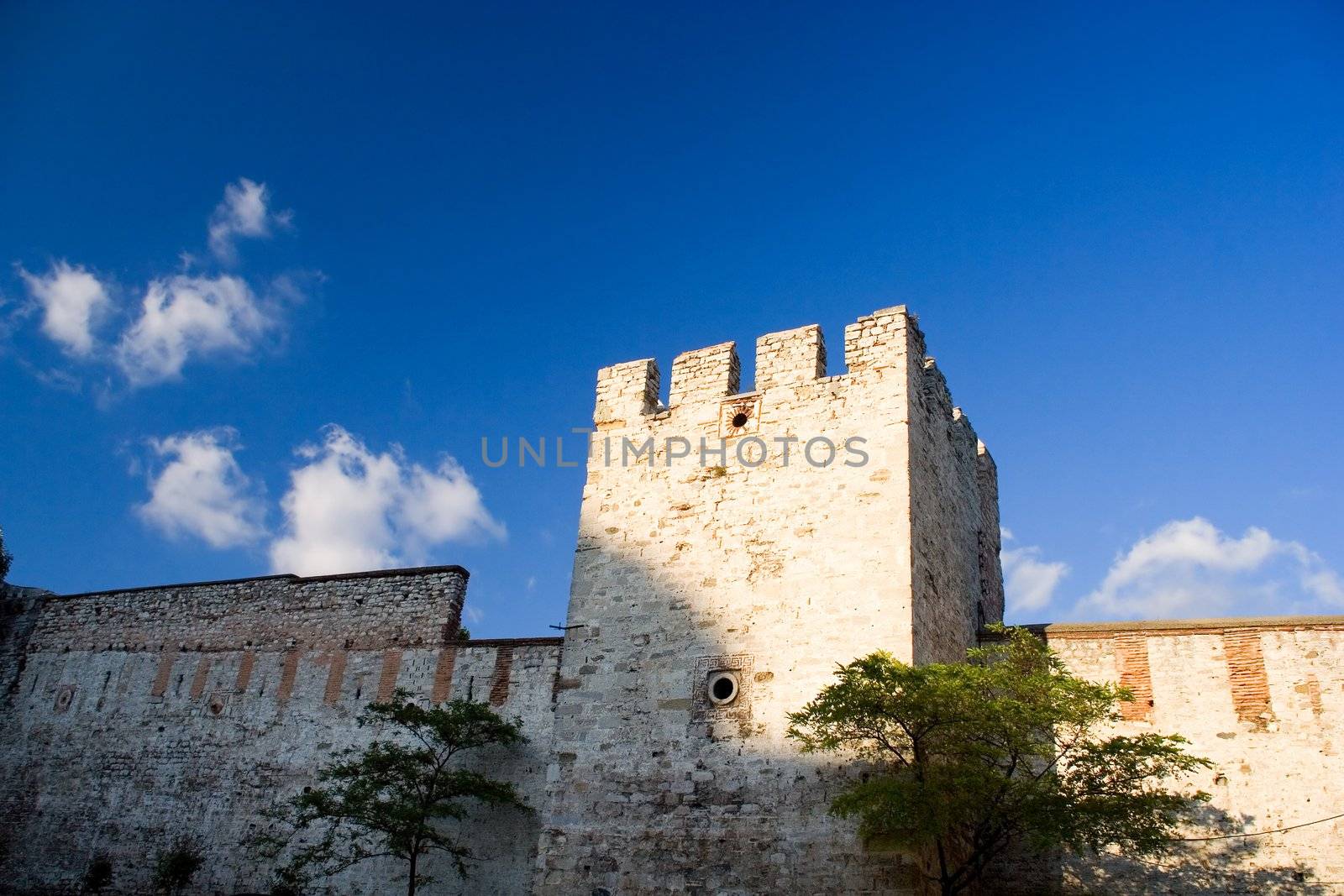 stone old wall ancient architecture sky blue