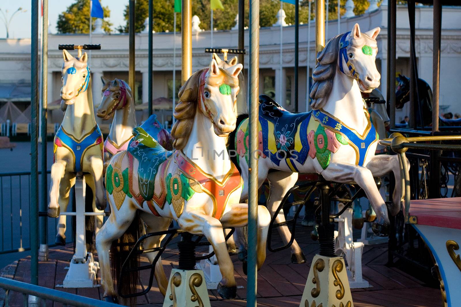 Merry go round at the park (carousel horse)