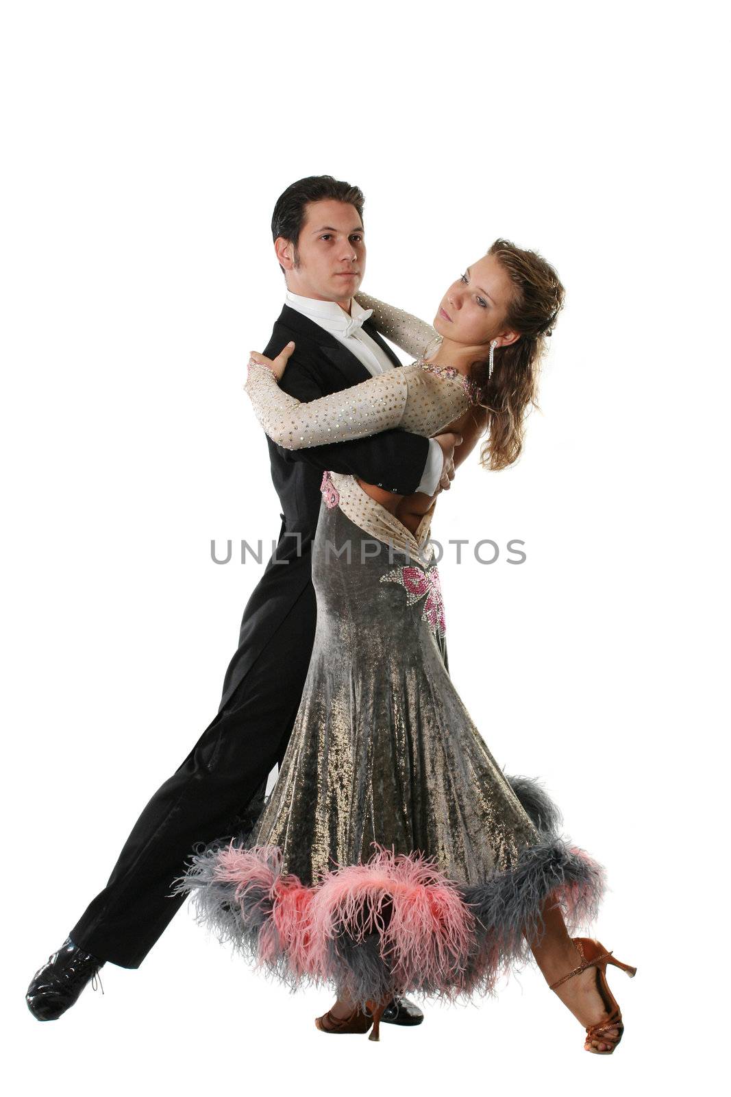  dancing couple isolated white background waltz tango