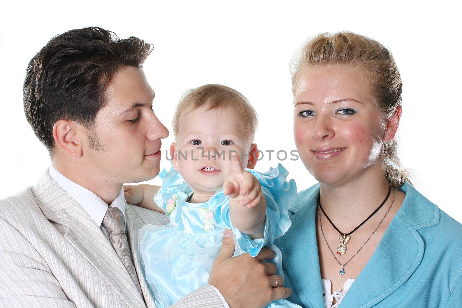 smiling family child isolated white happiness parent