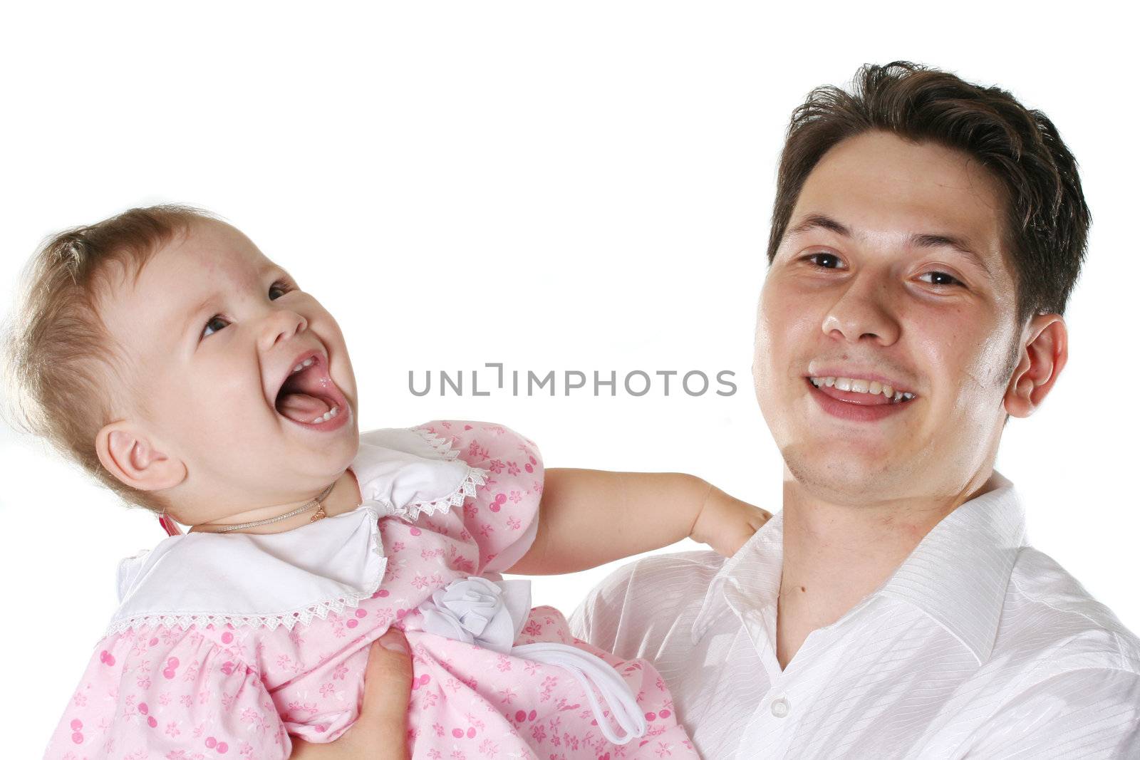 smiling family child isolated white happiness parent