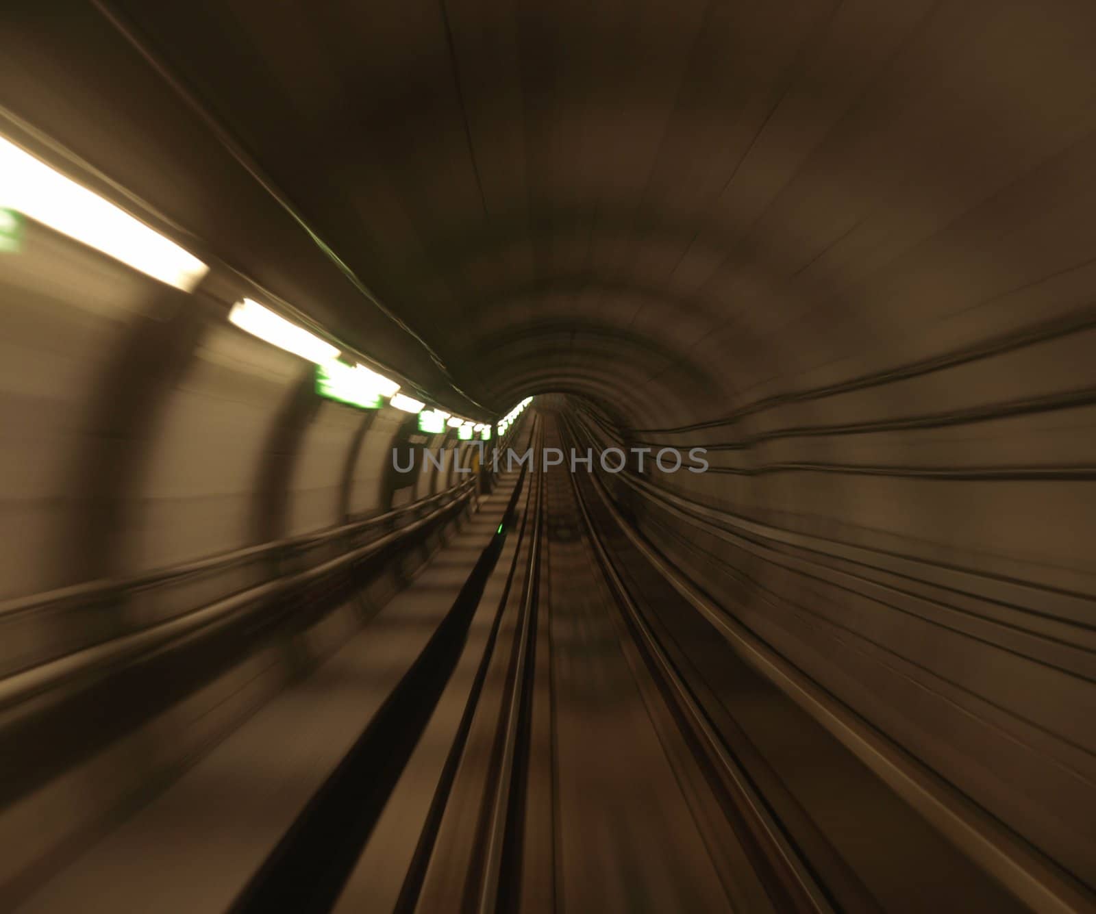 motion blurred metro rail tunnel