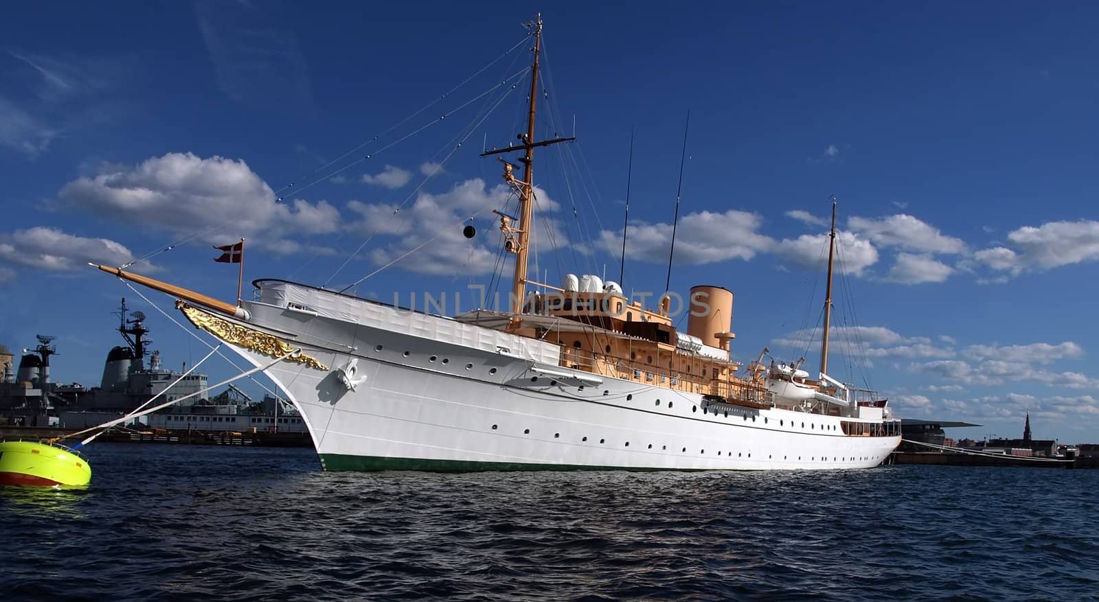 The Danish Queen's Royal moored in central Copenhagen near Amalienborg Palace.