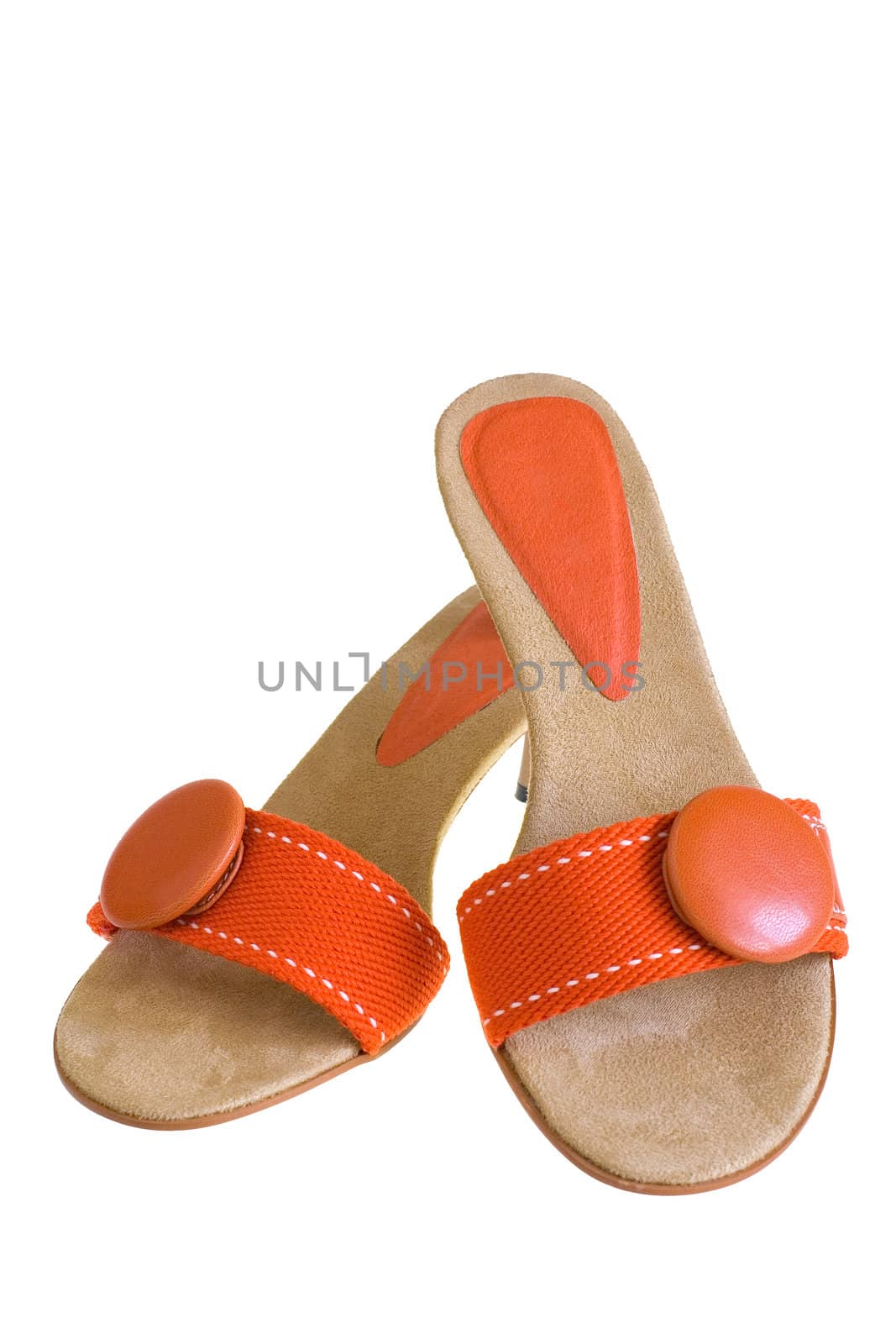 Orange Sandals on white background