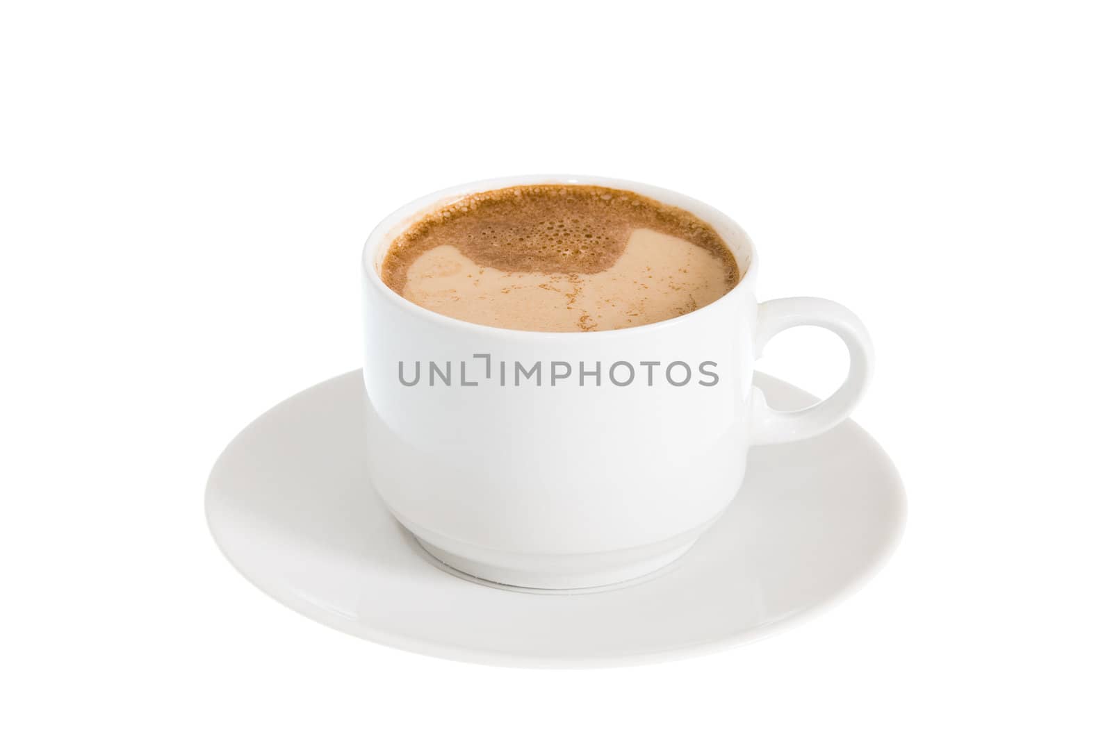 Cup of White Coffee. Isolated on White