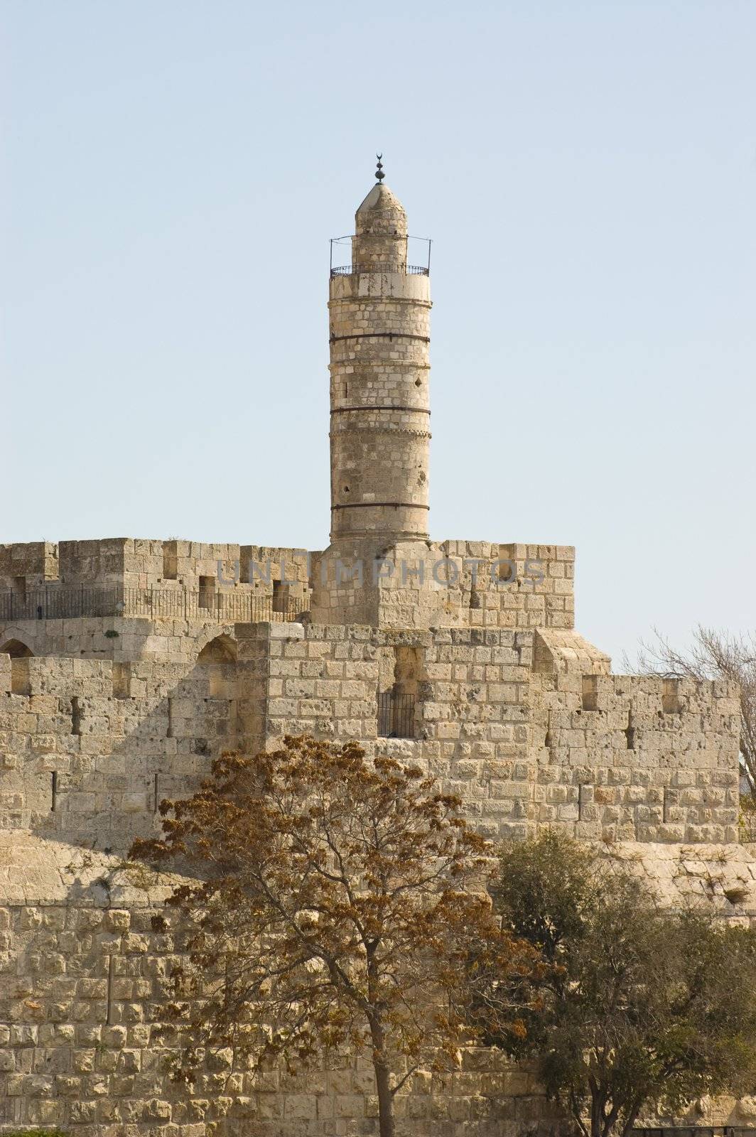 The Ancient Walls Surrounding Old City in 
Jerusalem.