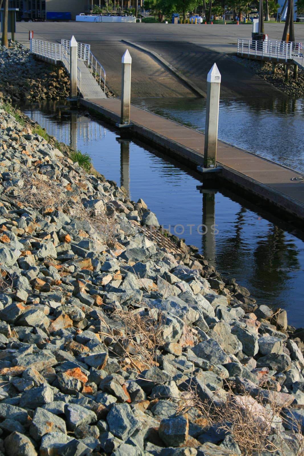 Boat launch in a big new marina.
