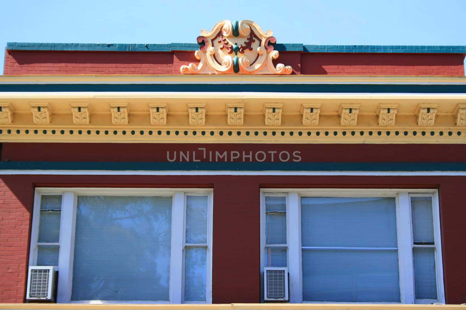 Close up of the windows of a building.
