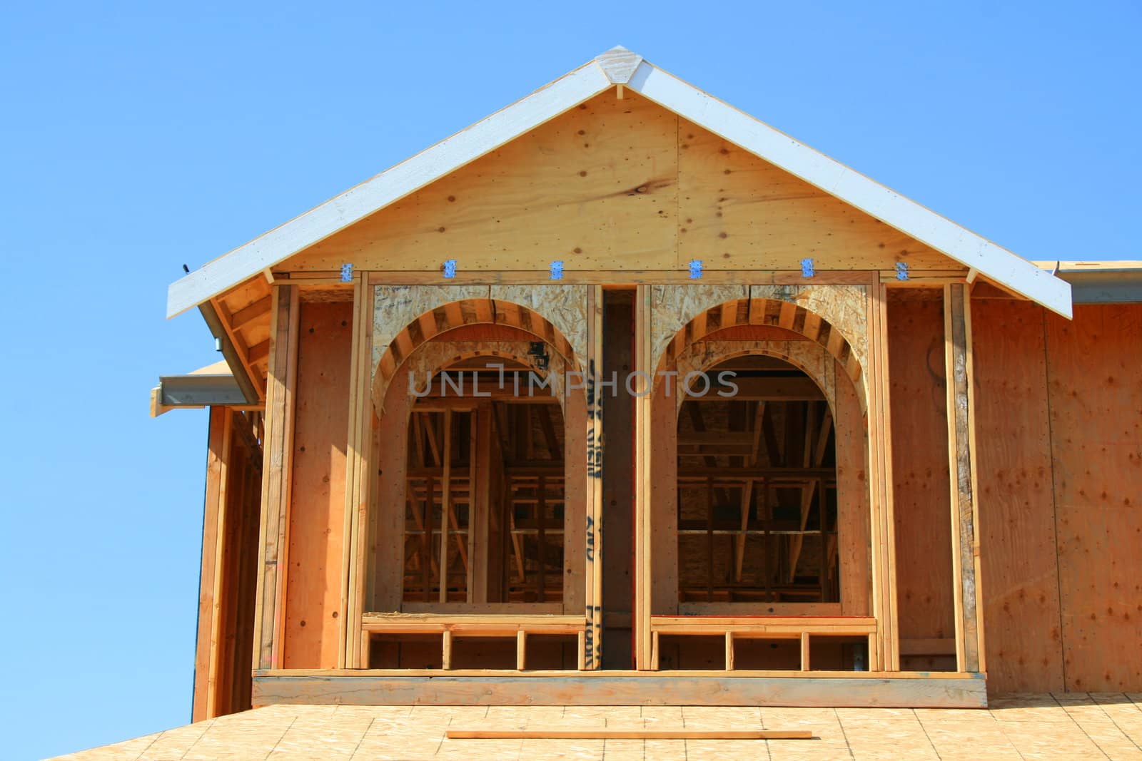 Close up of a building under construction.
