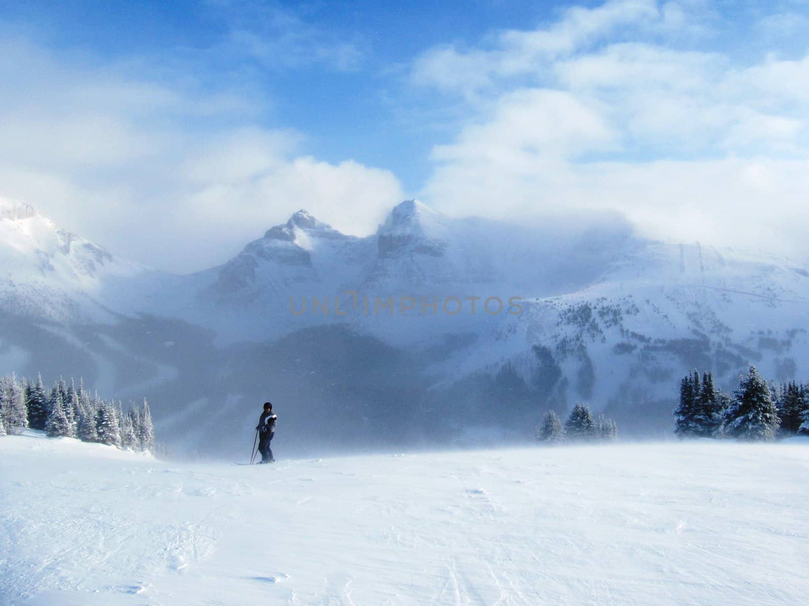 Snow storm atop a Mountain