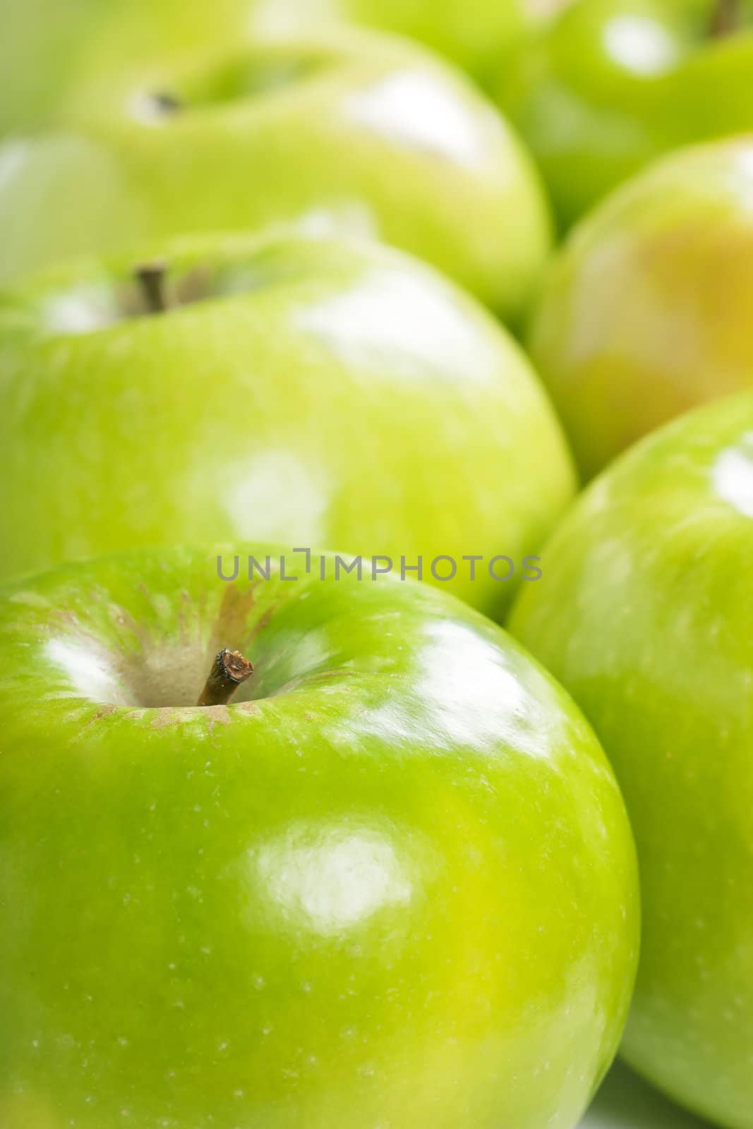 Close up view of many fresh green apples