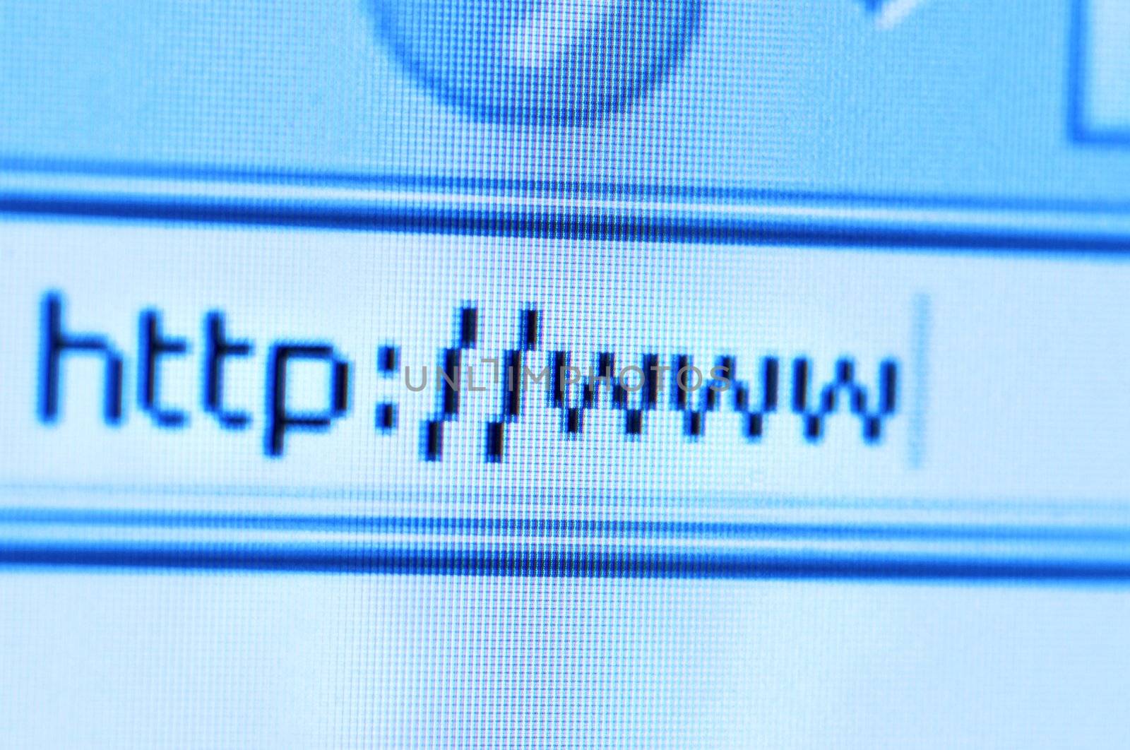 macro shot of the monitor with http and www (focus point on the ww,special photo f/x)