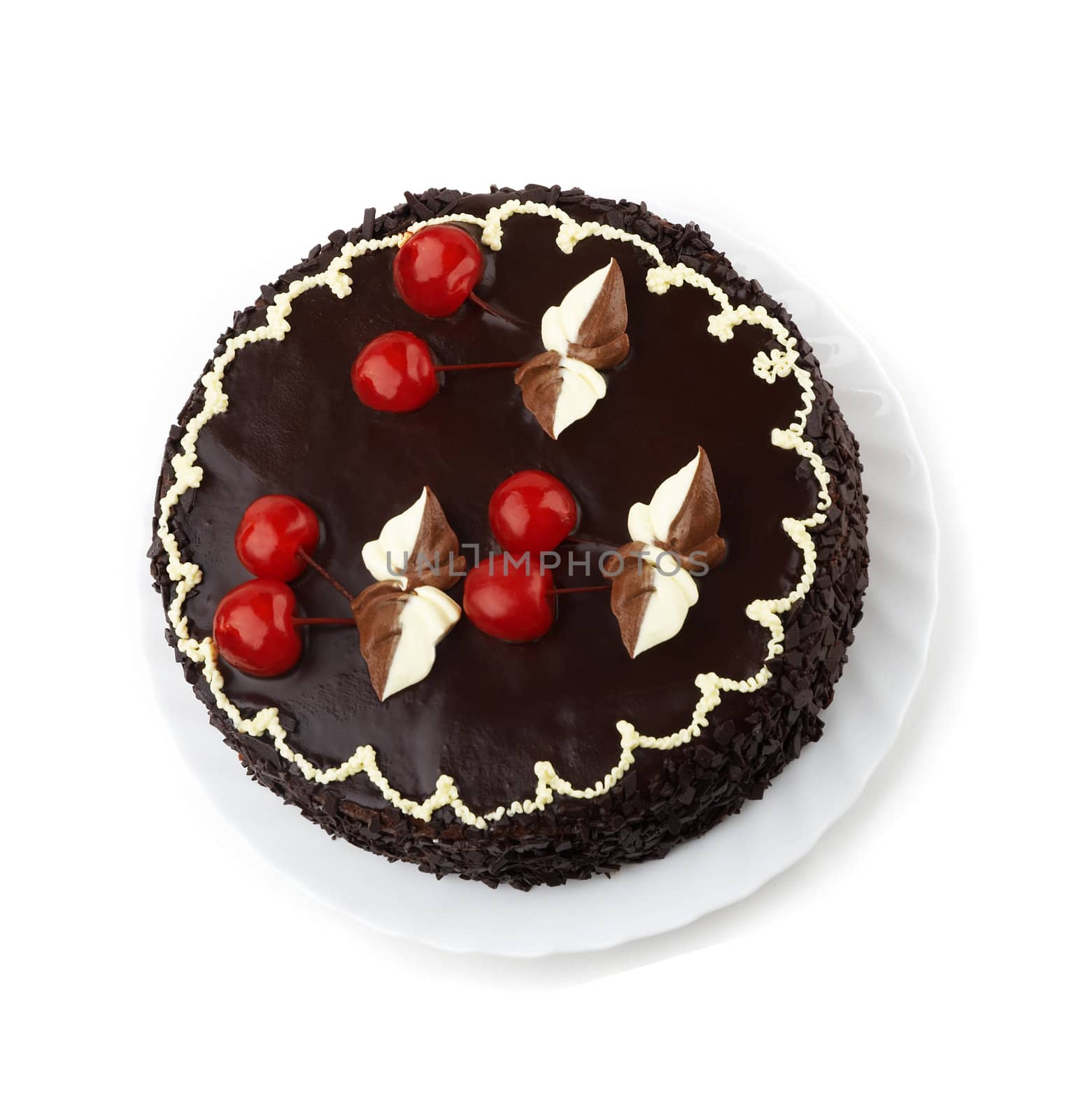 isolated fancy cake, focus point on the center of the photo