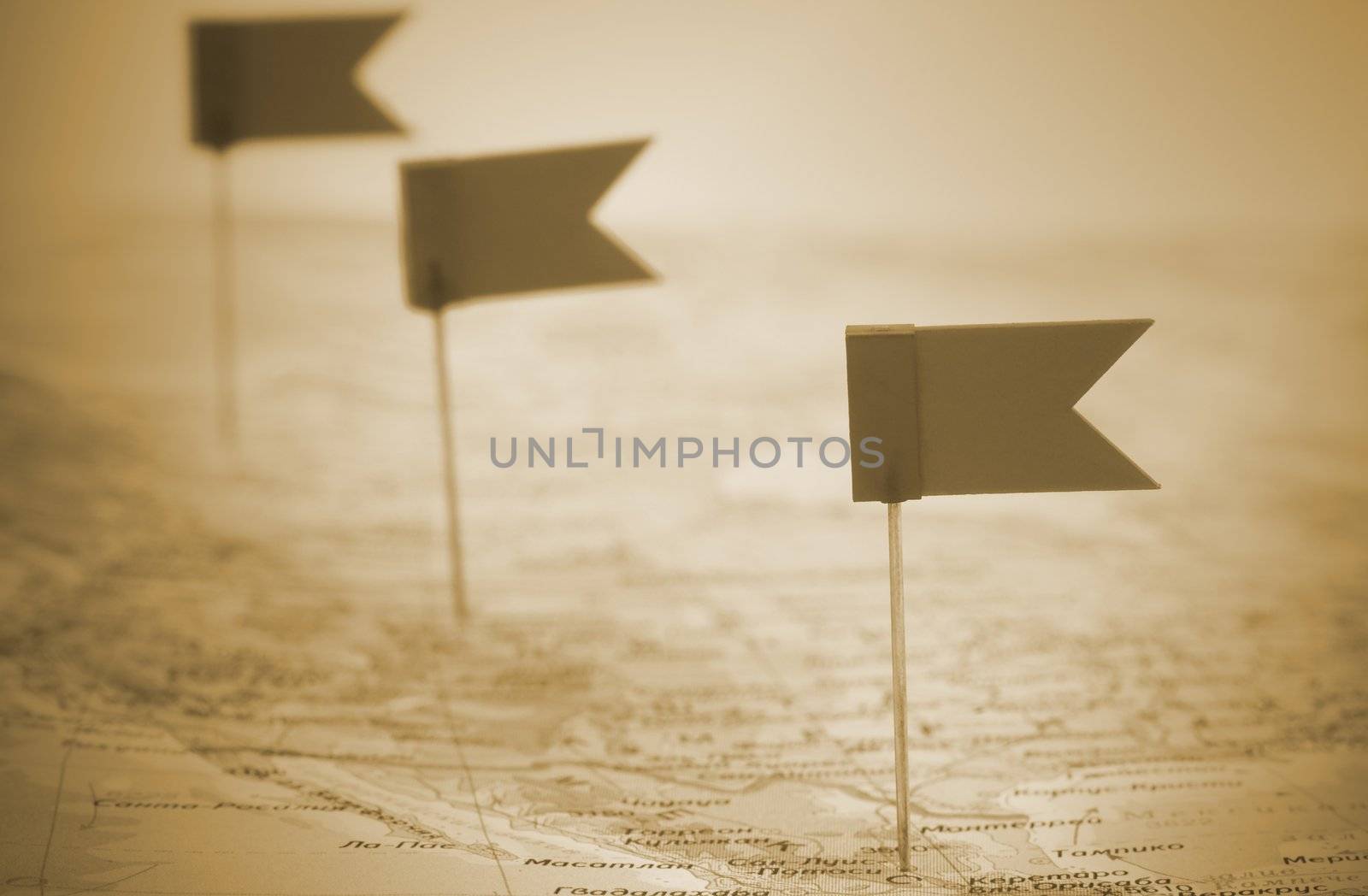 focus point on the nearest flag(sepia f/x)